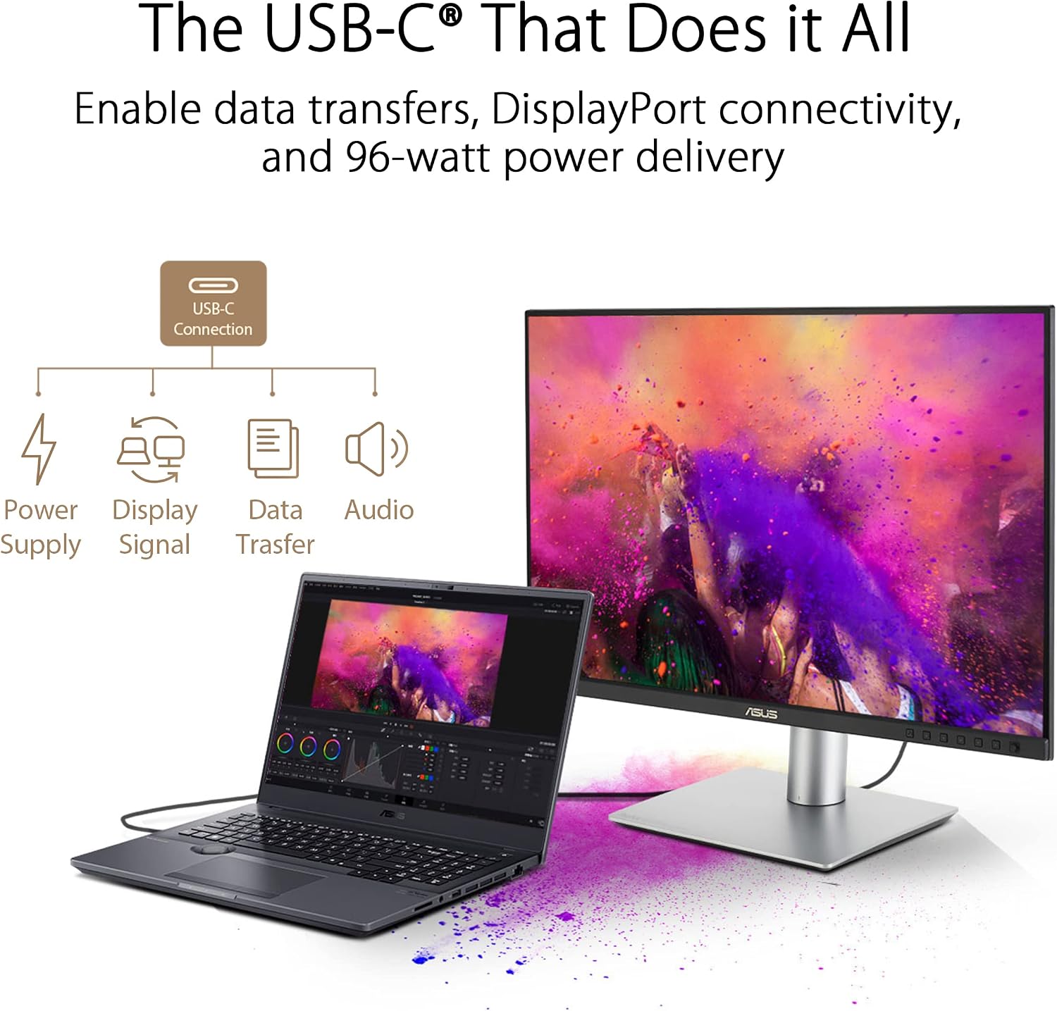 ASUS ProArt 24' (24.1' viewable) 16:10 HDR Professional Monitor (PA248CRV) - IPS, (1920 x 1200), 97% DCI-P3, ΔE < 2, Calman Verified, USB-C PD 96W, DisplayPort, Daisy-Chain, Ergonomic, 3yr Warranty