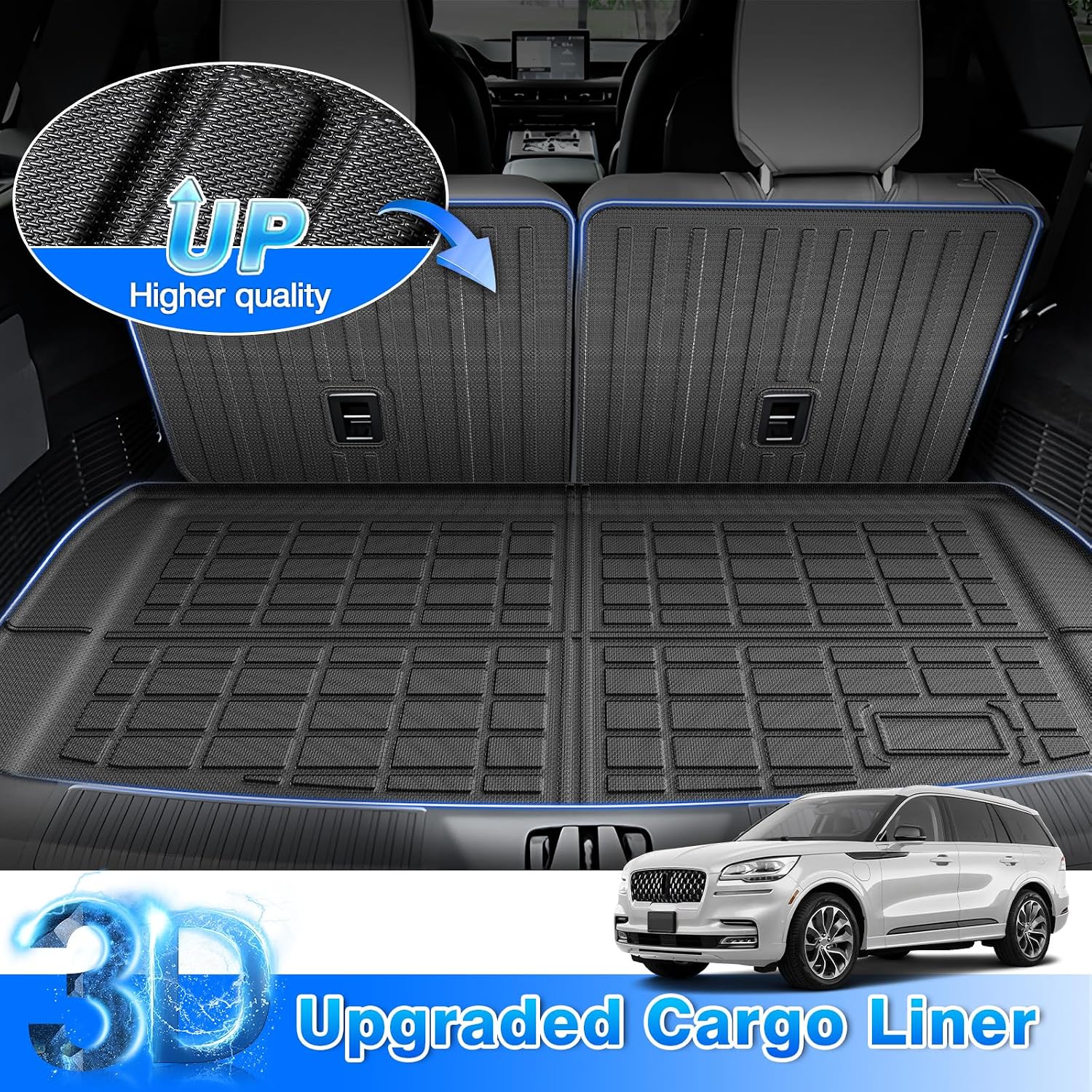 Aviator Floor Mats - Car Mats for Lincoln Aviator 2020-2025, All Weather Floor Mats and Cargo Liner for Aviator Accessories, Heavy Duty Rubber Mats, Car Accessories