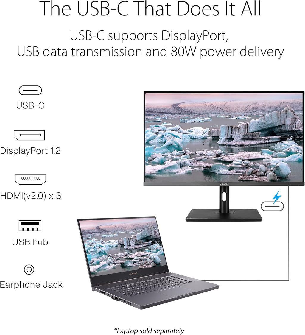 ASUS ProArt Display 32' 4K HDR Computer Monitor (PA32UCR-K) - IPS, 1000nits, ΔE < 1, 98% DCI-P3, 99.5% Adobe RGB, USB-C, HDMI, X-rite i1 Calibrator, Compatible with Laptop & Mac Monitor