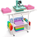 𝐂𝐫𝐚𝐟𝐢𝐭 Foldable Heat Press Table—Hold 36 Vinyl Rolls, Movable Heat Press Stand Cart with Storage Bag, Collapsible Heavy Duty Workbench for Sublimation, T-Shirts and Caps Heat Transfer Project
