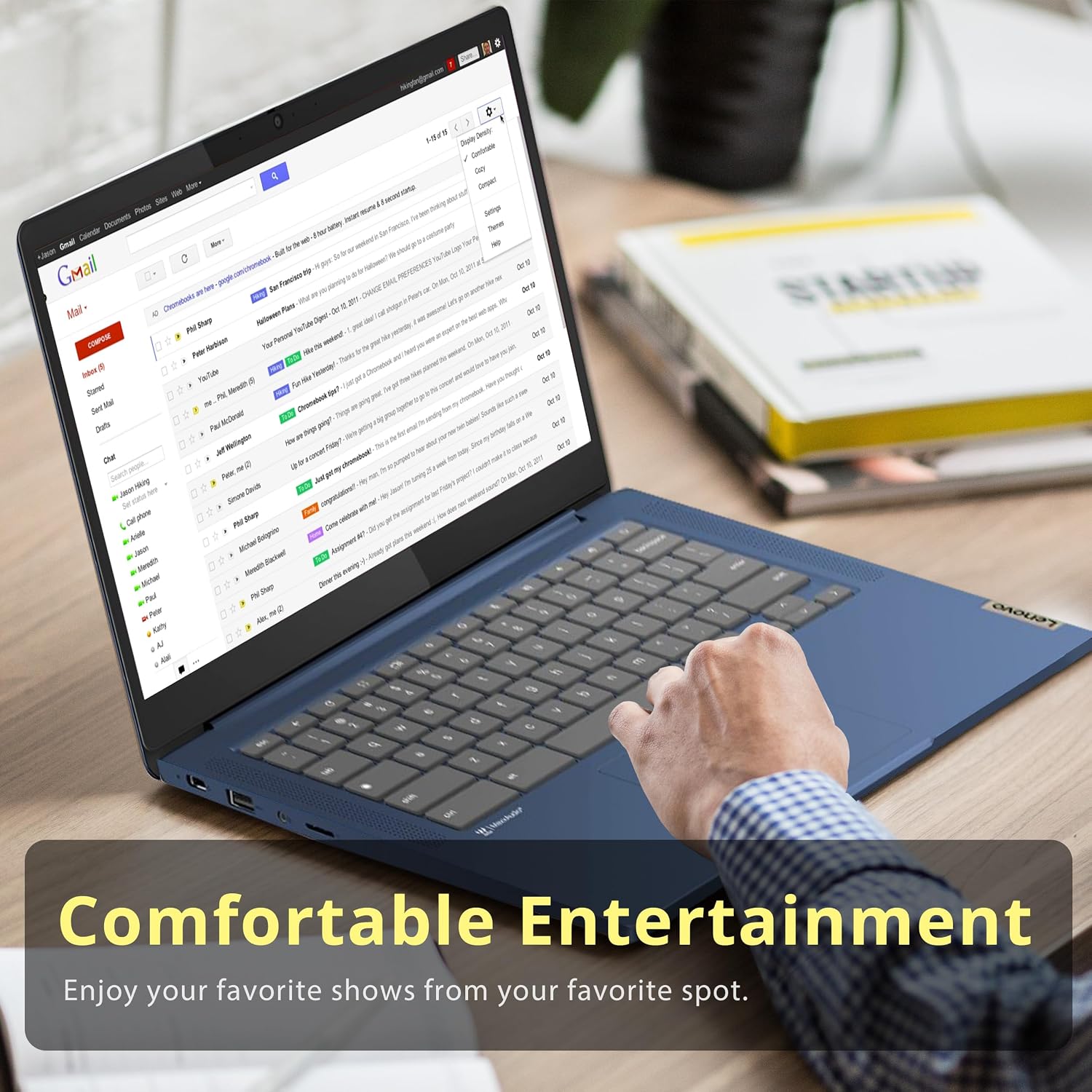 Lenovo IP Slim 3 14' FHD Chromebook, MediaTek Kompanio 520, 4GB RAM, 224GB Storage (64GB eMMC+160GB Docking Station Set), HD Webcam, Wi-Fi 6, Long-Battery Life, Chrome OS, Abyss Blue