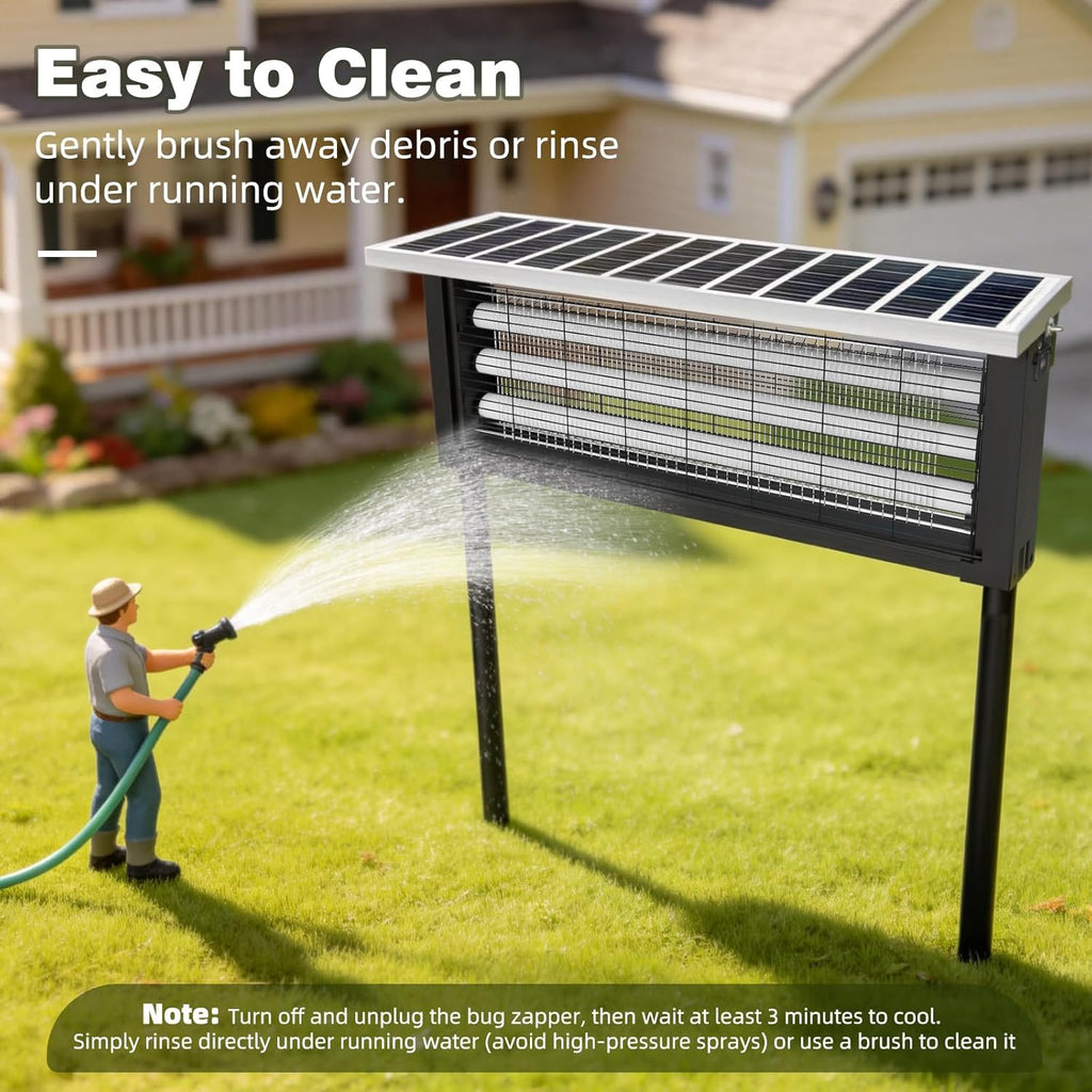 Large Solar Bug Zapper with High Powered for 4000 sq.ft, Powerful Outdoor Mosquito Zapper, Rechargeable Electric Fly Zapper for Patio Garden Backyard RV Camping Swimming Pool Pest Control