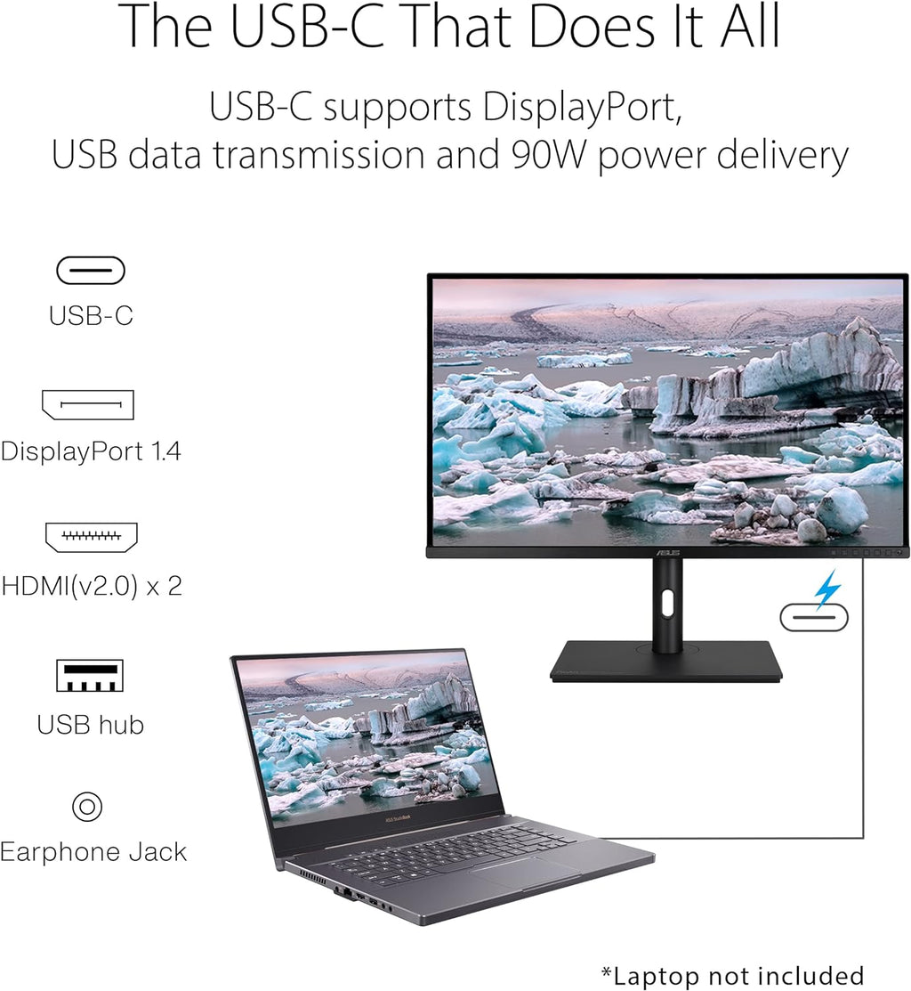 ASUS ProArt Display 32' 1440P Monitor (PA328CGV) - IPS, 165Hz, 95% DCI-P3, 100% sRGB/Rec.709, ΔE < 2, Calman Verified, USB-C Power Delivery, HDMI, USB 3.1 Hub, Compatible with Laptop & Mac Monitor