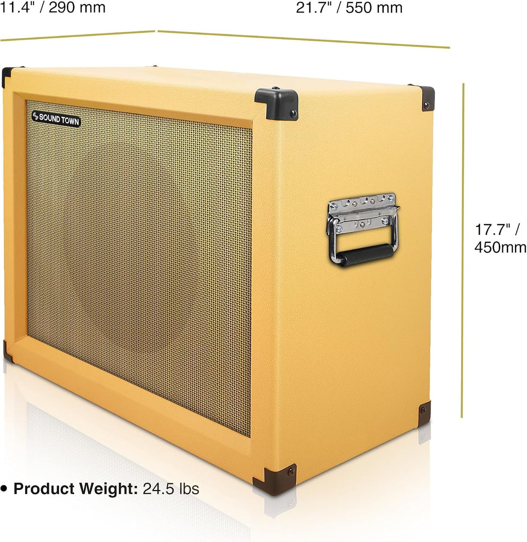 Sound Town 1 x 12' Empty Guitar Speaker Cabinet, with Birch Plywood Construction, Orange Tolex, Wheat Cloth Grill, Compatible with Celestion/Eminence Speakers (GUC112OR-EC)