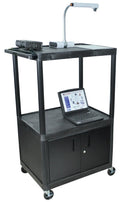 LUXOR LP54CE-B 54'H AV Cart - 3 Shelves Cabinet Electric
