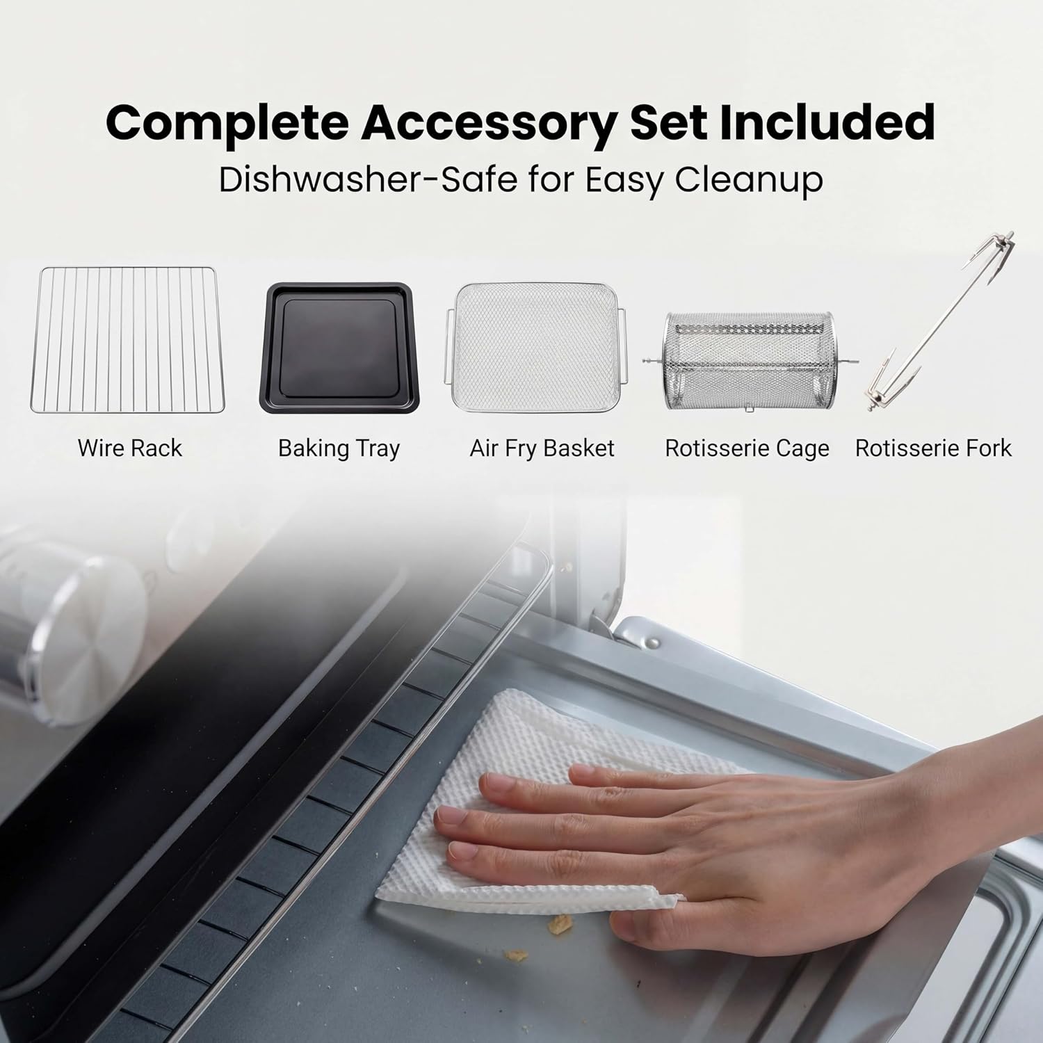 SIMOE Air Fryer Oven 26QT, 14-in-1 Toaster Oven Air Fryer Combo with 1700W Convection, Stainless Steel Countertop Oven with Rotisserie, Dehydrate & Pizza