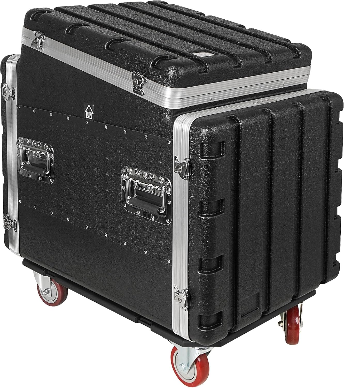 Sound Town Lightweight and Compact 10U ATA ABS Rack Case, with Slant Mixer Top, Casters, 24.5' Depth, 12U Top and 10U Side Spaces (STMR-A12X10UW)