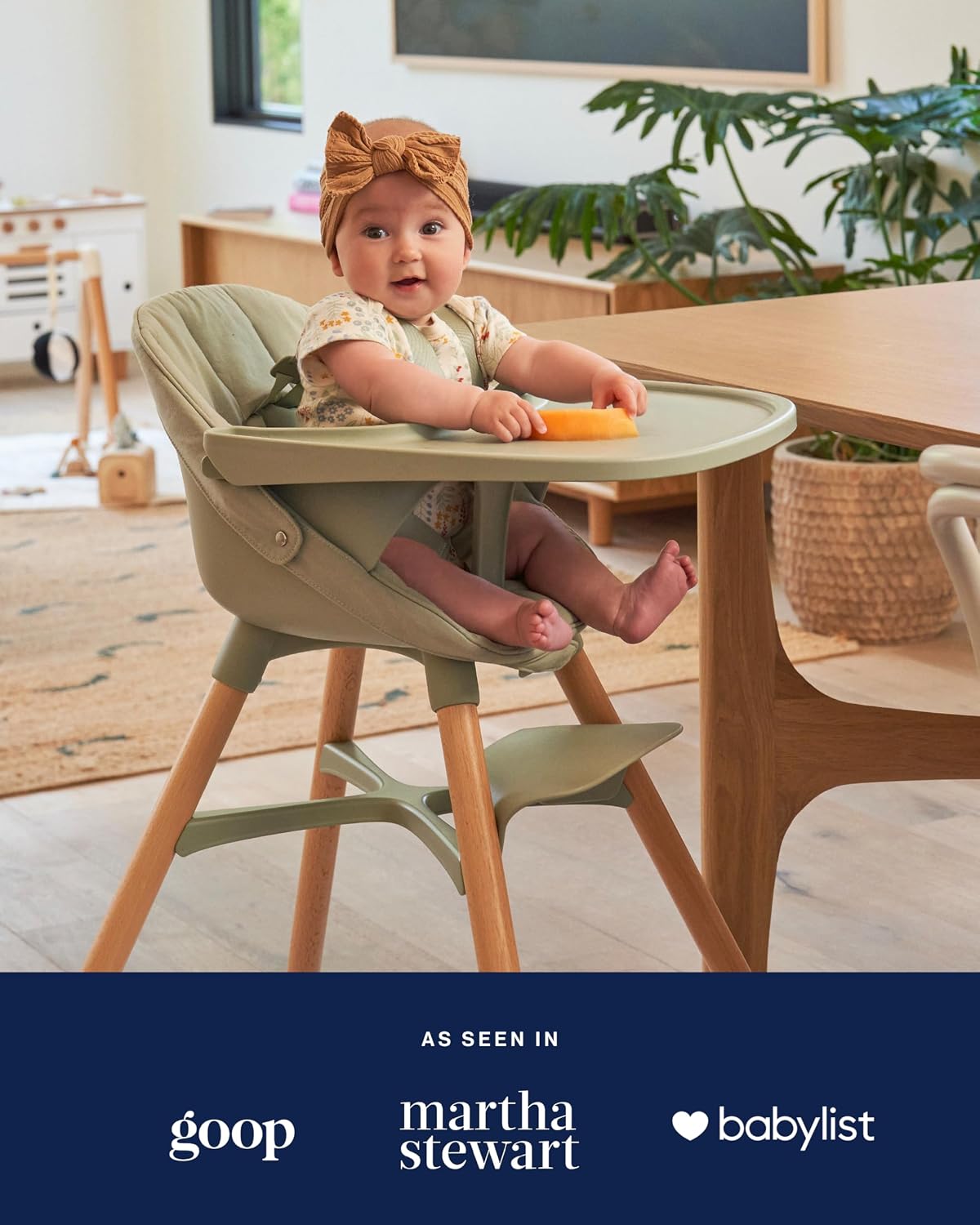 Lalo The High Chair Infant Kit - Convertible Wooden High Chair for Babies & Toddlers with Infant Support & Cushion, Grows with Your Child, Dishwasher Safe Tray, Adjustable Footrest Blueberry