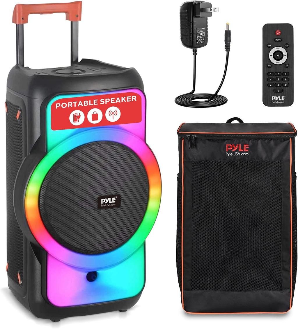 Pyle Bluetooth Party Speaker, 160W Bluetooth Party Box Speaker with True Wireless Stereo System, Powerful Bass and Clear Treble, Carry Bag, Tripod, TWS, FM Radio, USB, AUX and Mic Inputs, 15'x12'x24'