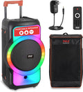 Pyle Bluetooth Party Speaker, 160W Bluetooth Party Box Speaker with True Wireless Stereo System, Powerful Bass and Clear Treble, Carry Bag, Tripod, TWS, FM Radio, USB, AUX and Mic Inputs, 15'x12'x24'