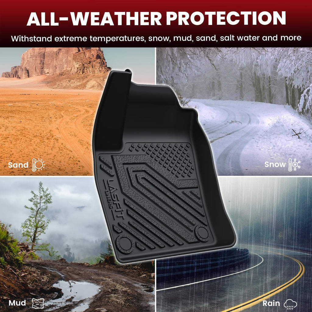 LASFIT Floor Mats for Nissan Kicks 2025-2026, Custom Fit All Weather Protection TPE Easy Clean No-Curling Durable Floor Liners for 2025-2026 Kicks S/SV/SR 1st & 2nd Row Car Mats, Black