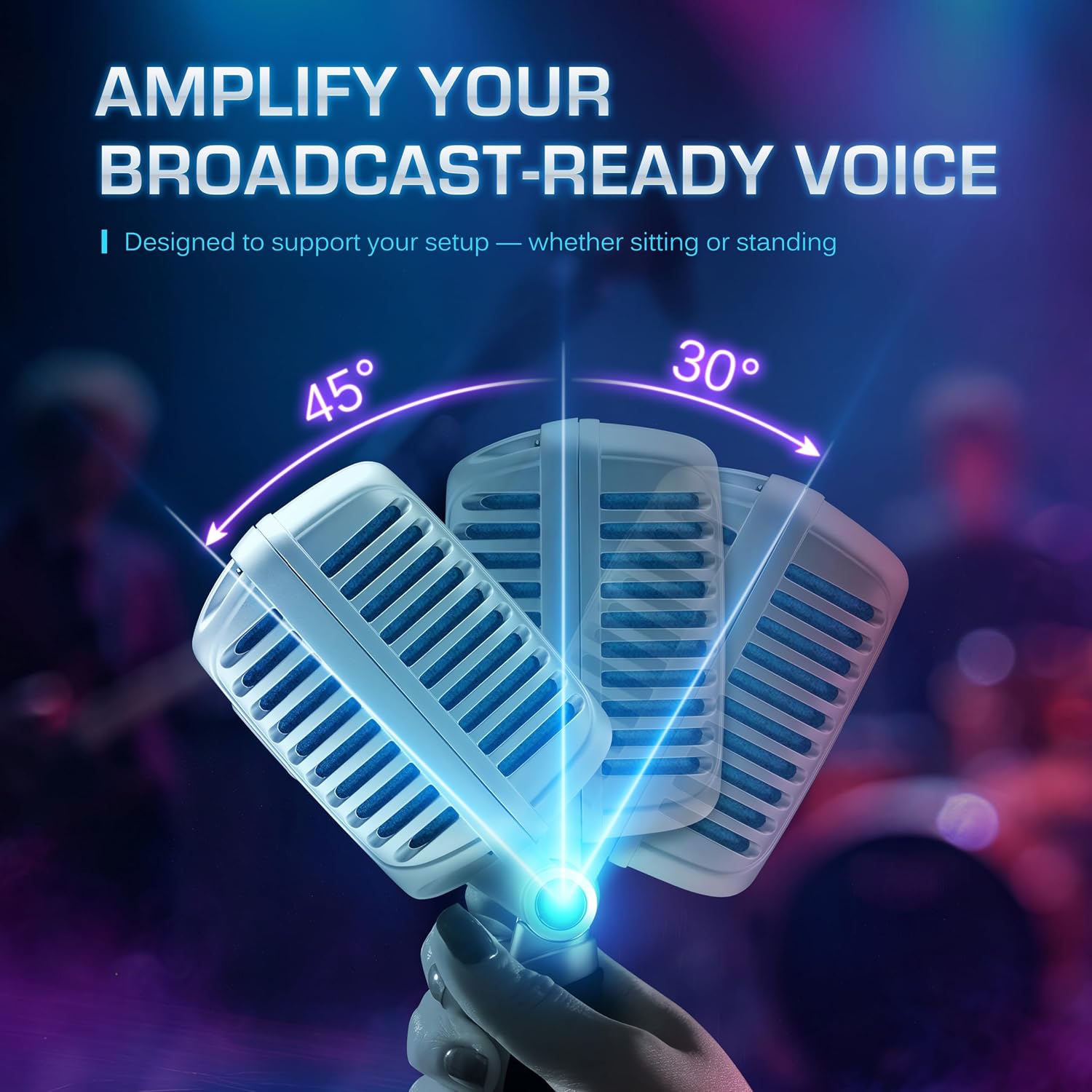 CAROL CLM-101 Professional Vintage Wired Microphone – Dynamic Supercardioid with Dual Microphone-Capsules for Singing, Karaoke, and Stage, Includes Mic, Storage Bag & Switch(Cable Not Included) - Blue
