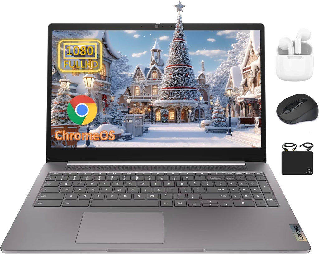 Lenovo Chromebook Premium 15.6' FHD Slim Light Laptop Computer Business & Student, Intel Celeron N4500, 4GB RAM, 192GB Storage (64GB eMMC+ 128GB Card), WiFi 6, Long Battery, Chrome OS HubxcelAccessory