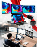 Laptop Screen Extender Triple Monitor Mount Stand Triple Screen Laptop Monitor Extender, Portable 3 Screen Display with Single USB-C, Foldable Aluminum Multi-Monitors for Office (1 Set)