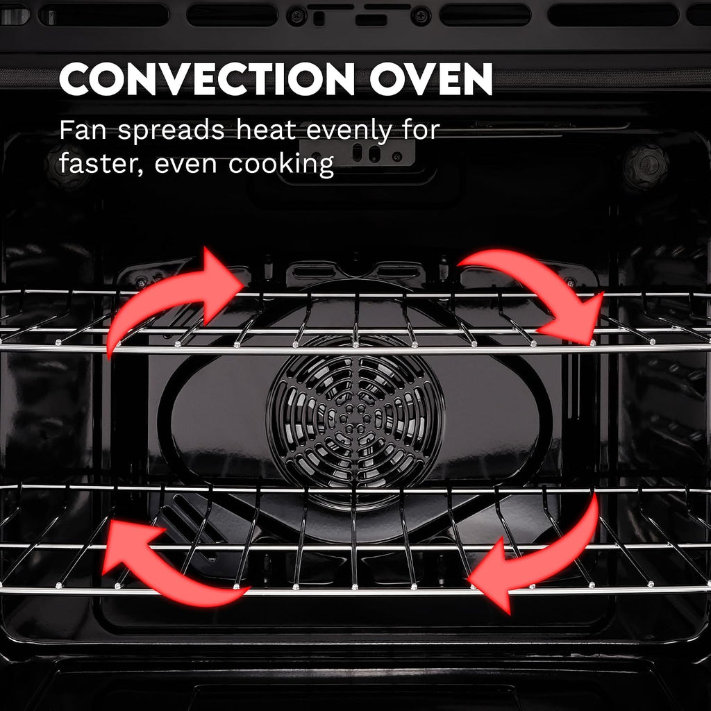COSMO COS-ERD304K-BK 30 in. Stellar Collection 4.9 cu. ft. Electric Range with 4 Burner Glass Cooktop and Convection Oven in Matte Black