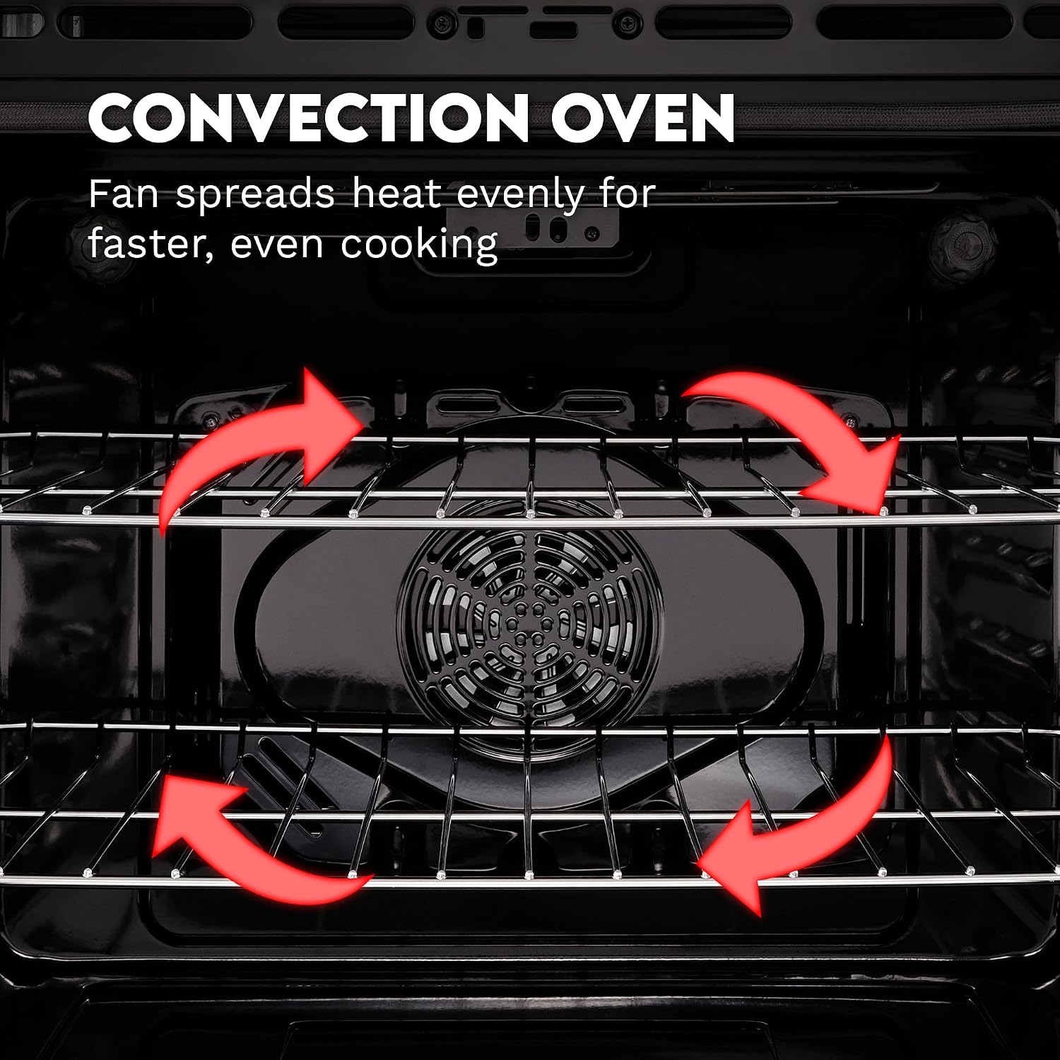 COSMO COS-ERD304K-BK 30 in. Stellar Collection 4.9 cu. ft. Electric Range with 4 Burner Glass Cooktop and Convection Oven in Matte Black