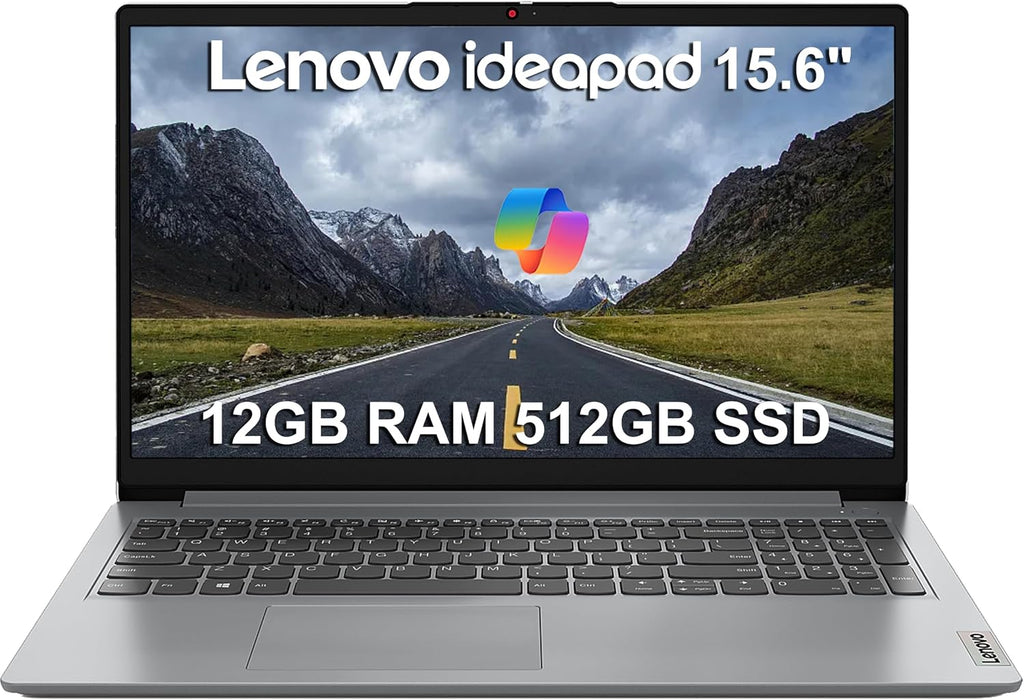 Lenovo IdeaPad 1i 15.6' HD Laptop (12GB RAM, 512GB SSD + 128GB eMMC, 1-Year Microsoft Office 365, Intel Celeron N4500) for Student, Home, Business, Numeric Keypad, Wi-Fi 6, Win 11 Home in S