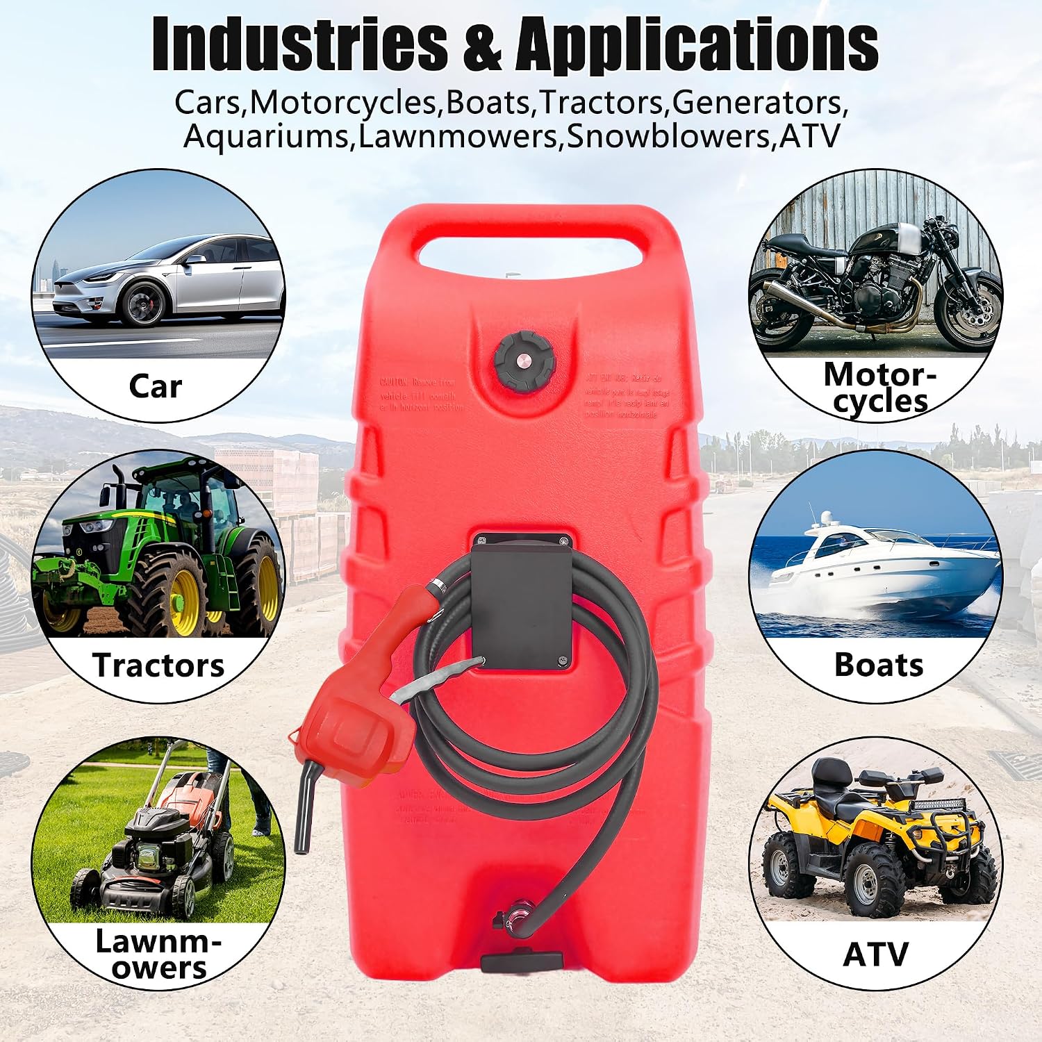 GAOMON Fuel Caddy, 14 Gallon Portable Gas Fuel Tank Container with LE Fluid Transfer Siphon Pump and 10ft. Delivery Hose, Diesel Storage Can On-Wheels for Cars, Lawn Mowers, ATVs, Boats - Red