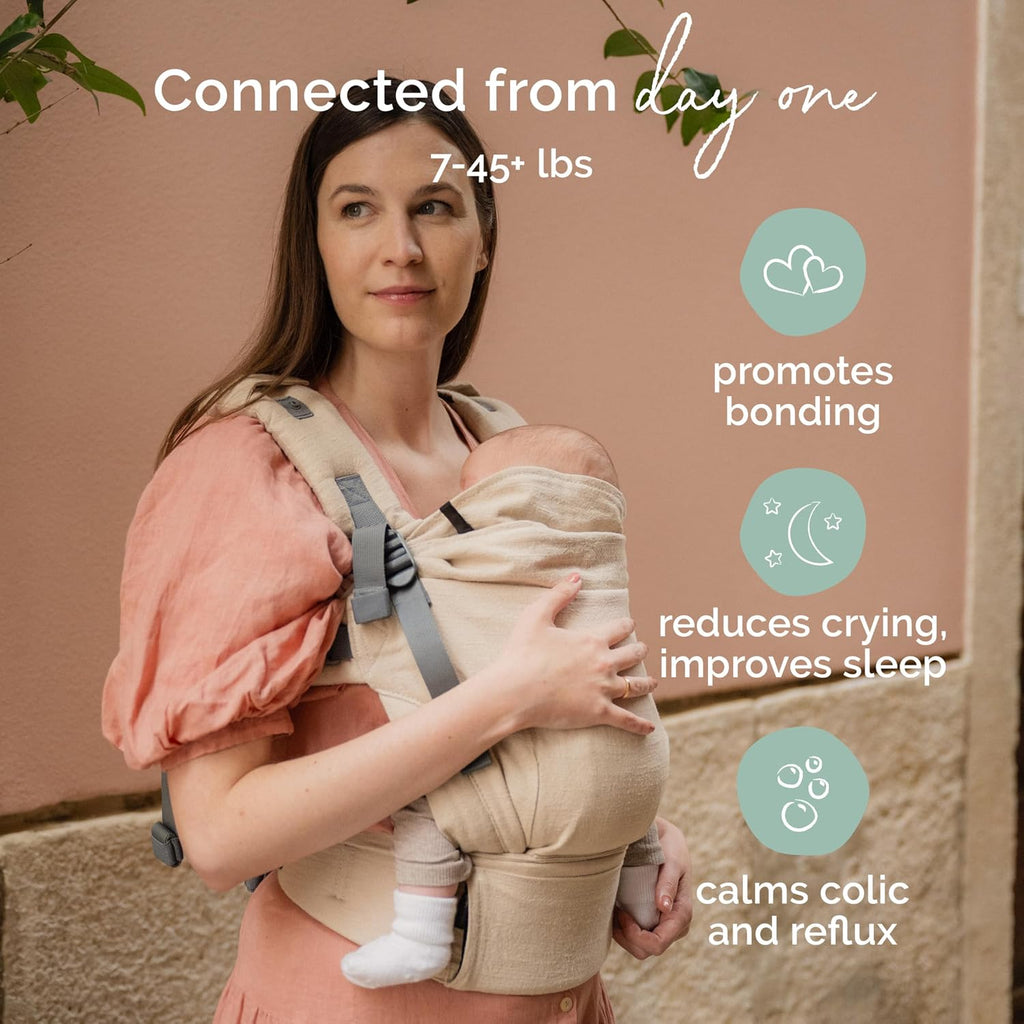 Boba X Baby Carrier Newborn to Toddler - Breathable Linen Blend, Certified Hip Healthy, Lightweight, Petite to Plus Size 7-45 lbs, Micro-Adjustable Baby Carrier from Newborn (Linen Pampas)
