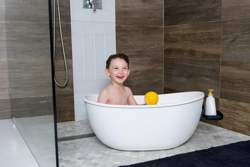 Luxury Baby Bathtub with Wooden Stand – 3-Stage Convertible, Ergonomic & Back-Saving Design (Black Bundle (Modern))