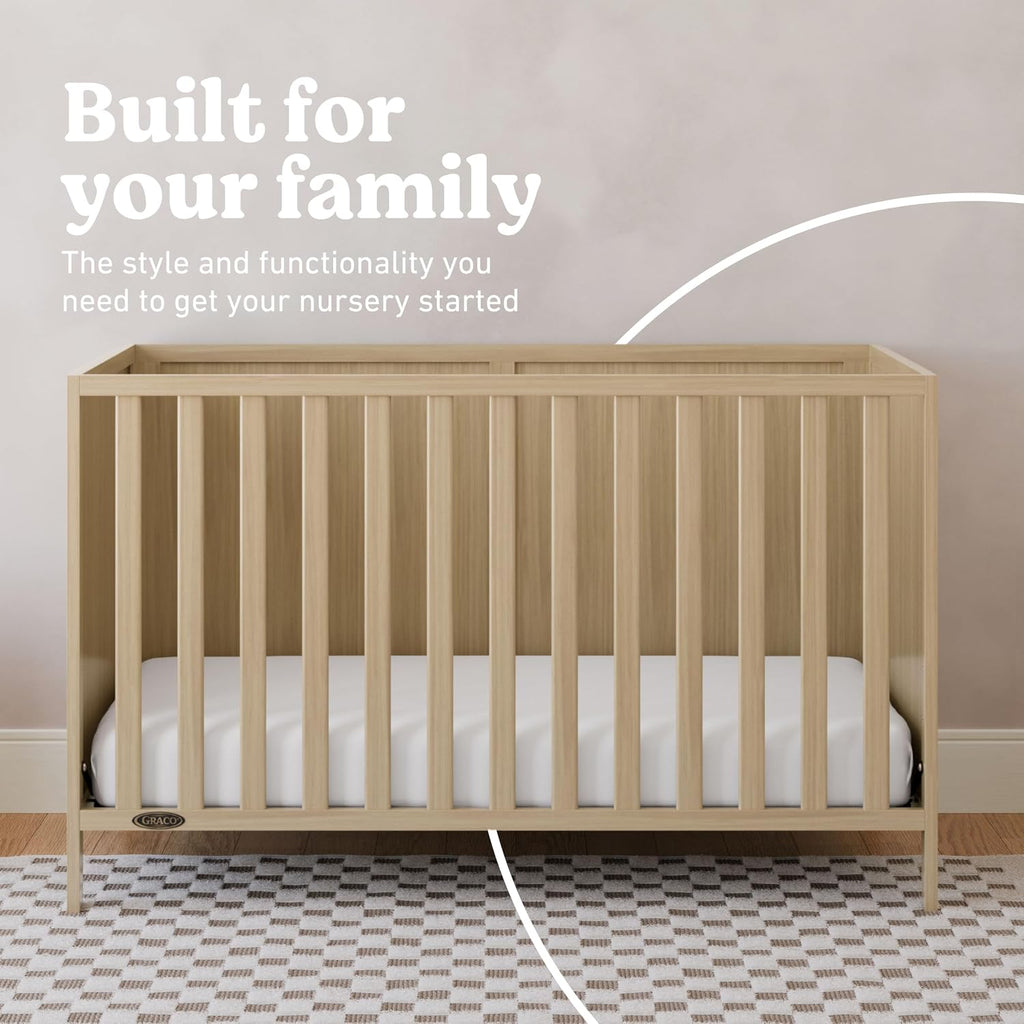 Graco Theo 3-in-1 Convertible Baby Crib - GREENGUARD Gold Certified, Converts to Toddler Bed & Daybed, Fits Standard Full-Size Baby Crib Mattress, 4 Adjustable Mattress Heights (Driftwood)