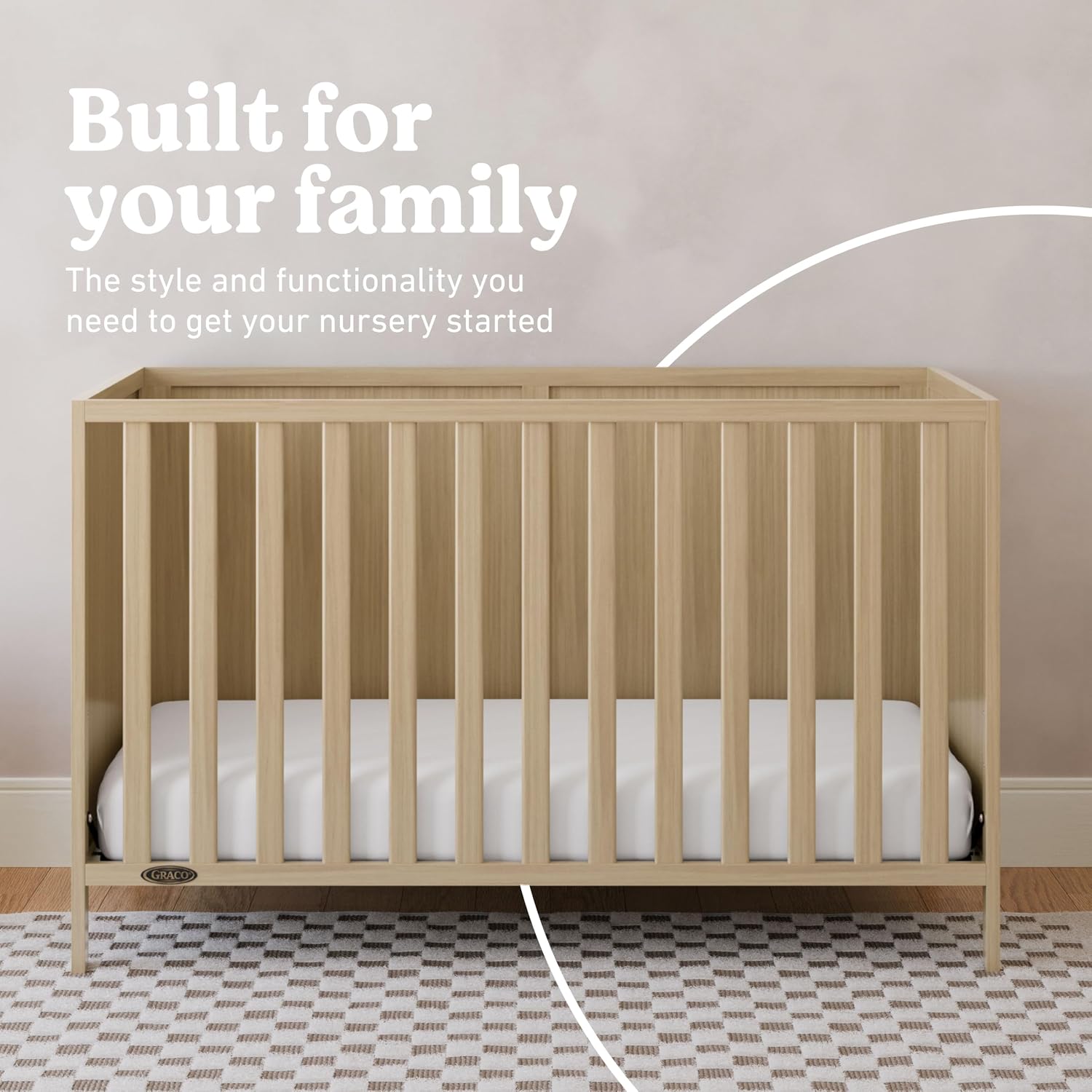 Graco Theo 3-in-1 Convertible Baby Crib - GREENGUARD Gold Certified, Converts to Toddler Bed & Daybed, Fits Standard Full-Size Baby Crib Mattress, 4 Adjustable Mattress Heights (Driftwood)