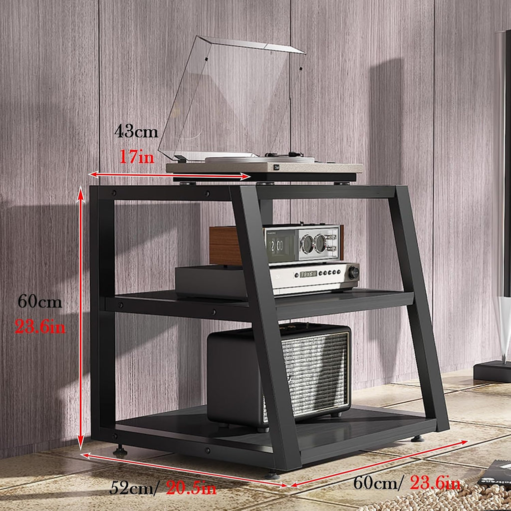 2/3/ 4 Tier Stereo Cabinet Furniture with Non-Slip Feet, Adjustable Corner TV Stand/Audio Video Equipment Rack, Waterproof Electronics Equipment Shelf(Color:Black,Size:3Tiers)