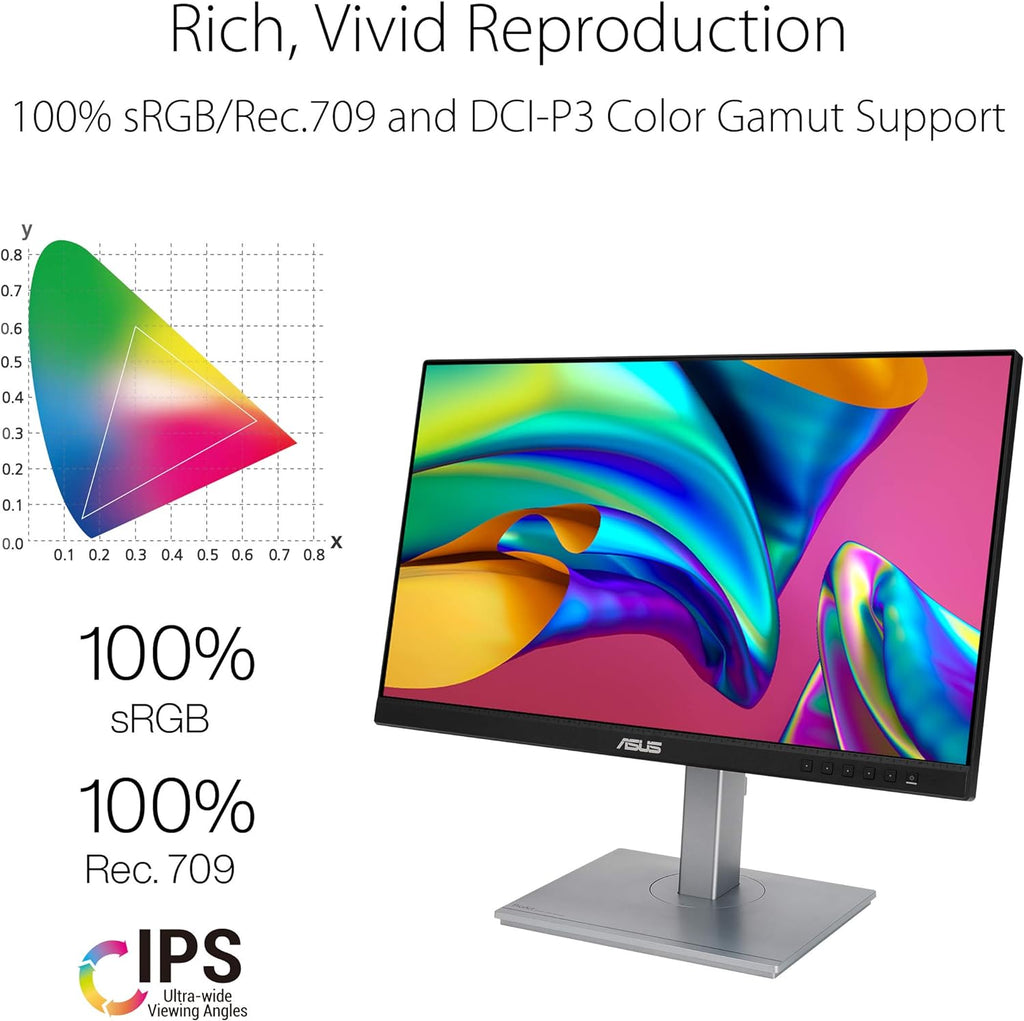 ASUS ProArt Display PA247CV 24-inch Monitor – IPS, Full HD (1920 x 1080), 100% sRGB, 100% Rec. 709, Color Accuracy ΔE < 2, Calman Verified, USB-C, Compatible with Laptop & Mac Monitor