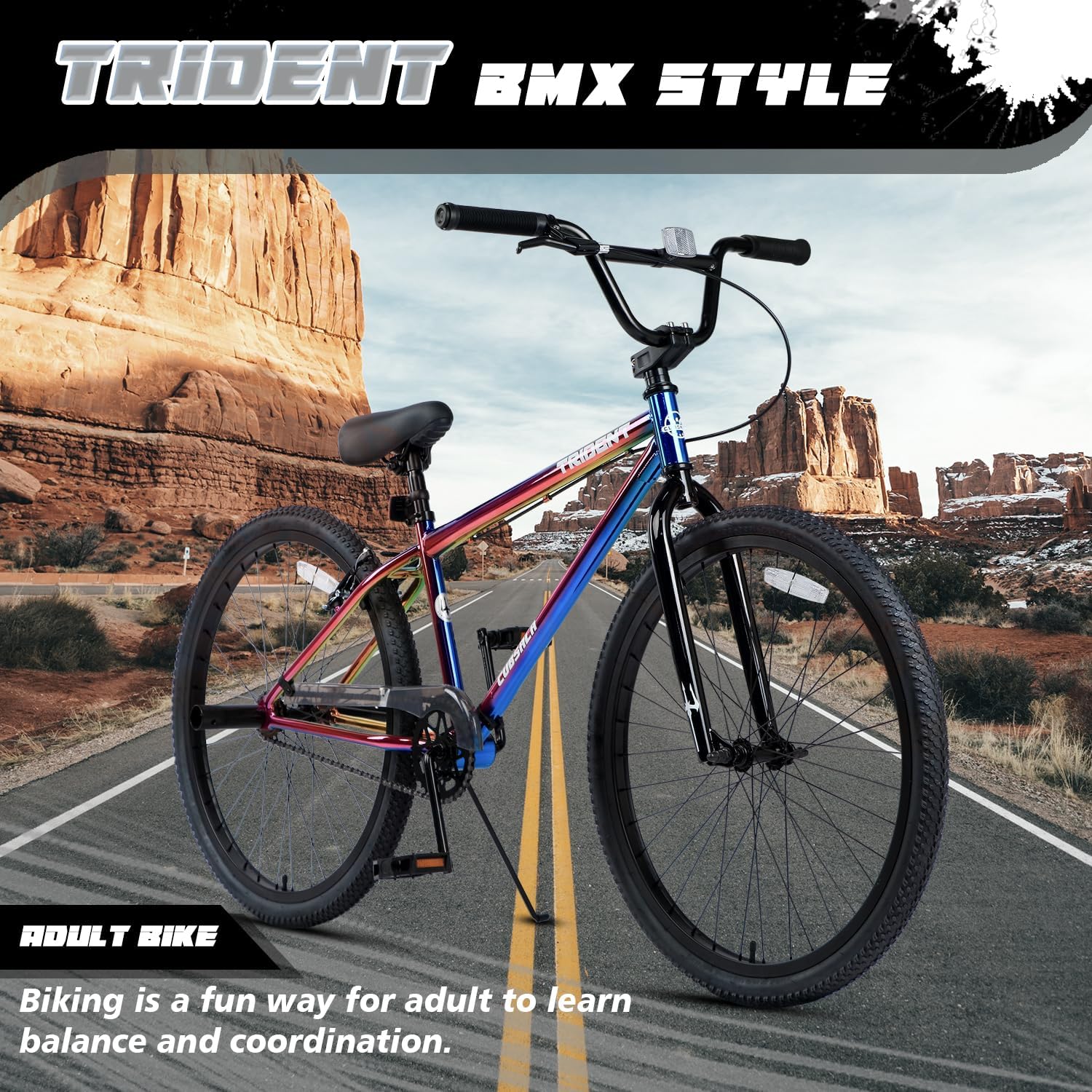 cubsala 20 24 26 Inch BMX Race Bike Trident Bicycles Beginner-Level to Advanced Riders with 2 Pegs, Multiple Colors