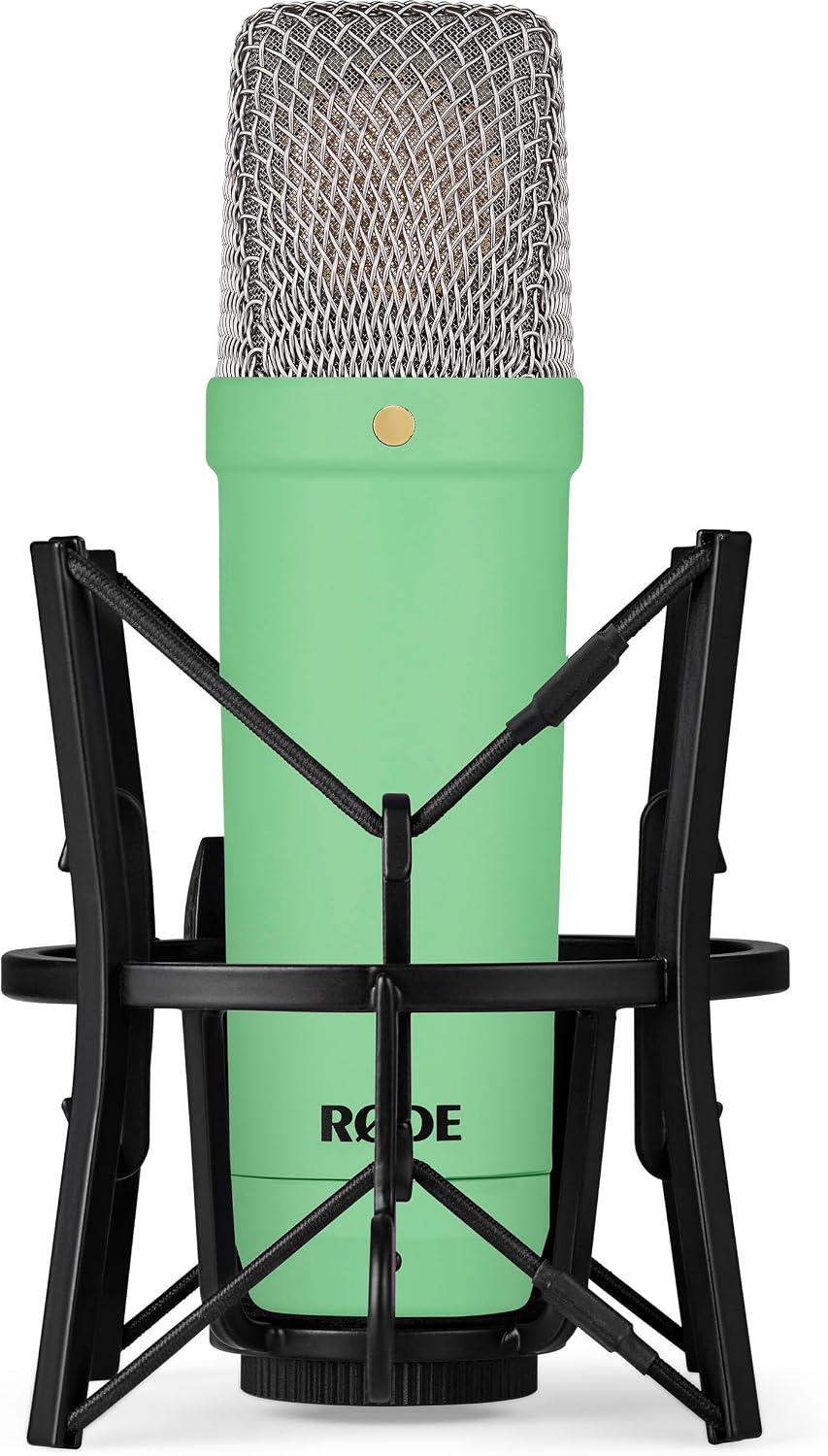 Rode NT1 Signature Series - Green Condenser Microphone with SM6 Shockmount, Tripod Base Microphone Stand and Pop Filter
