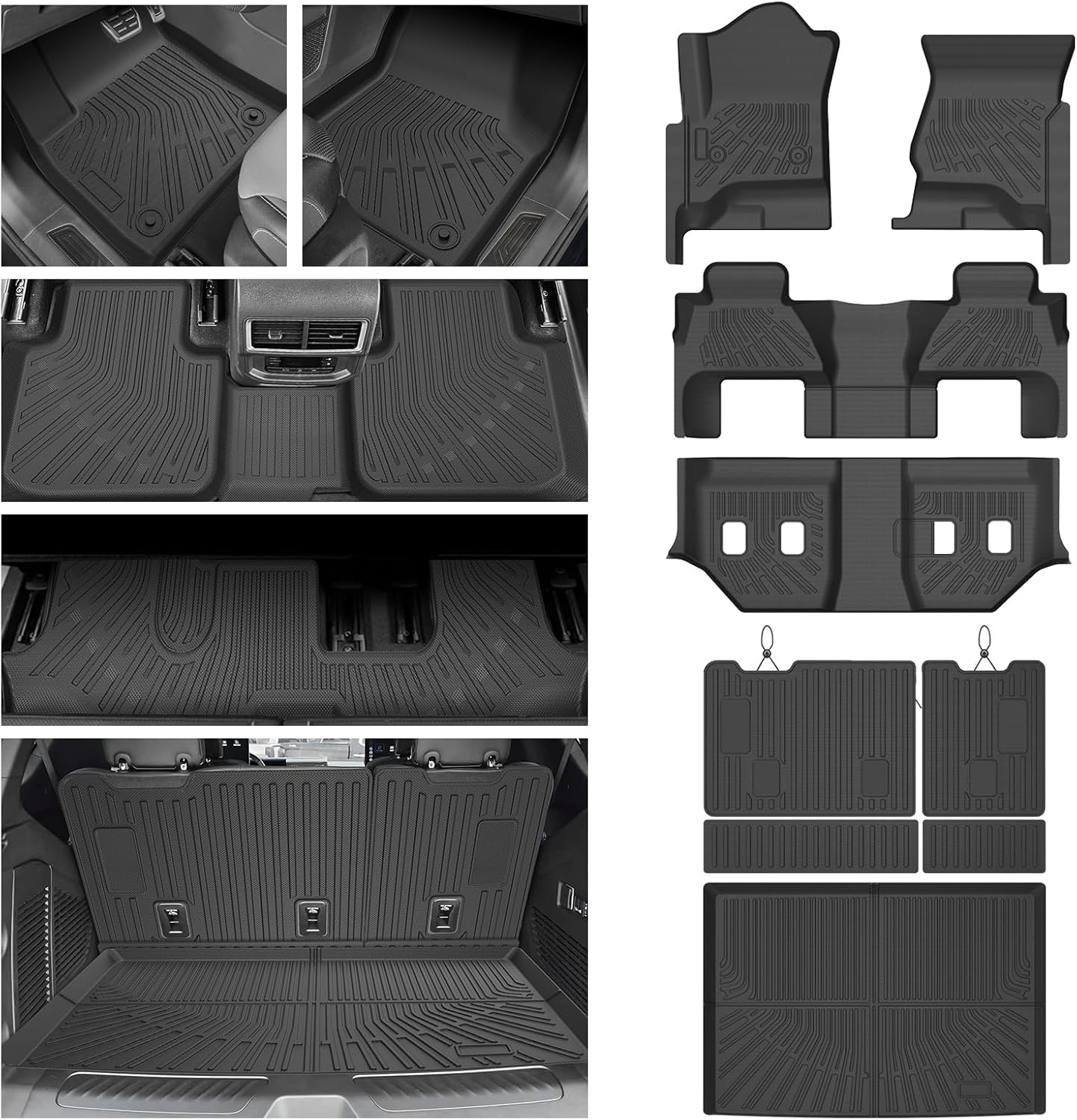 Floor Mats for 2015-2020 Chevy/Chevrolet Suburban & GMC Yukon XL 8 Seats, All Weather Cargo Liner for Suburban Accessories, Heavy Duty TPE Cargo Mats, Car Accessories