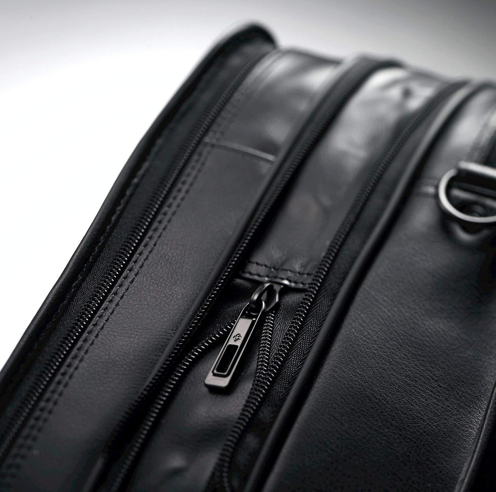 Samsonite Leather Expandable Briefcase, Black, One Size