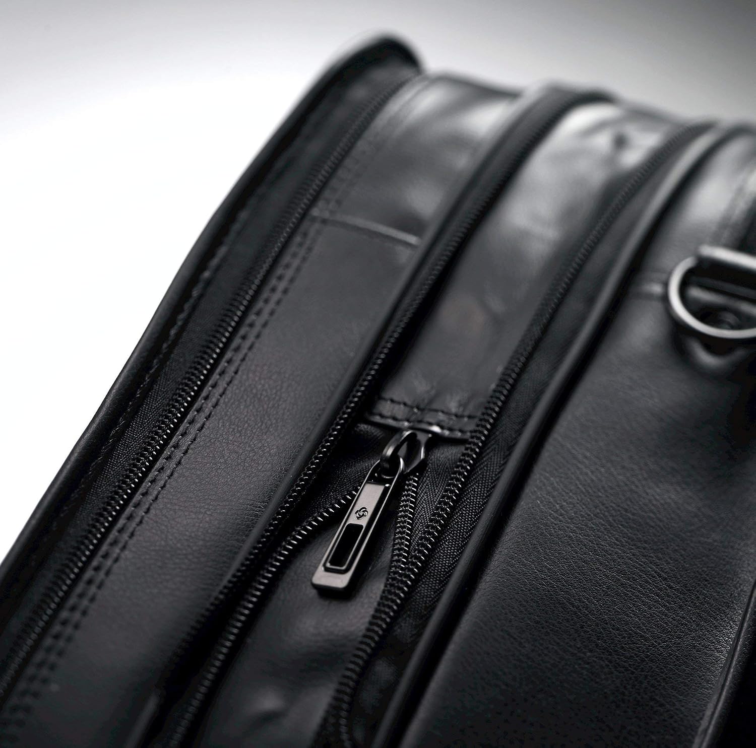 Samsonite Leather Expandable Briefcase, Black, One Size