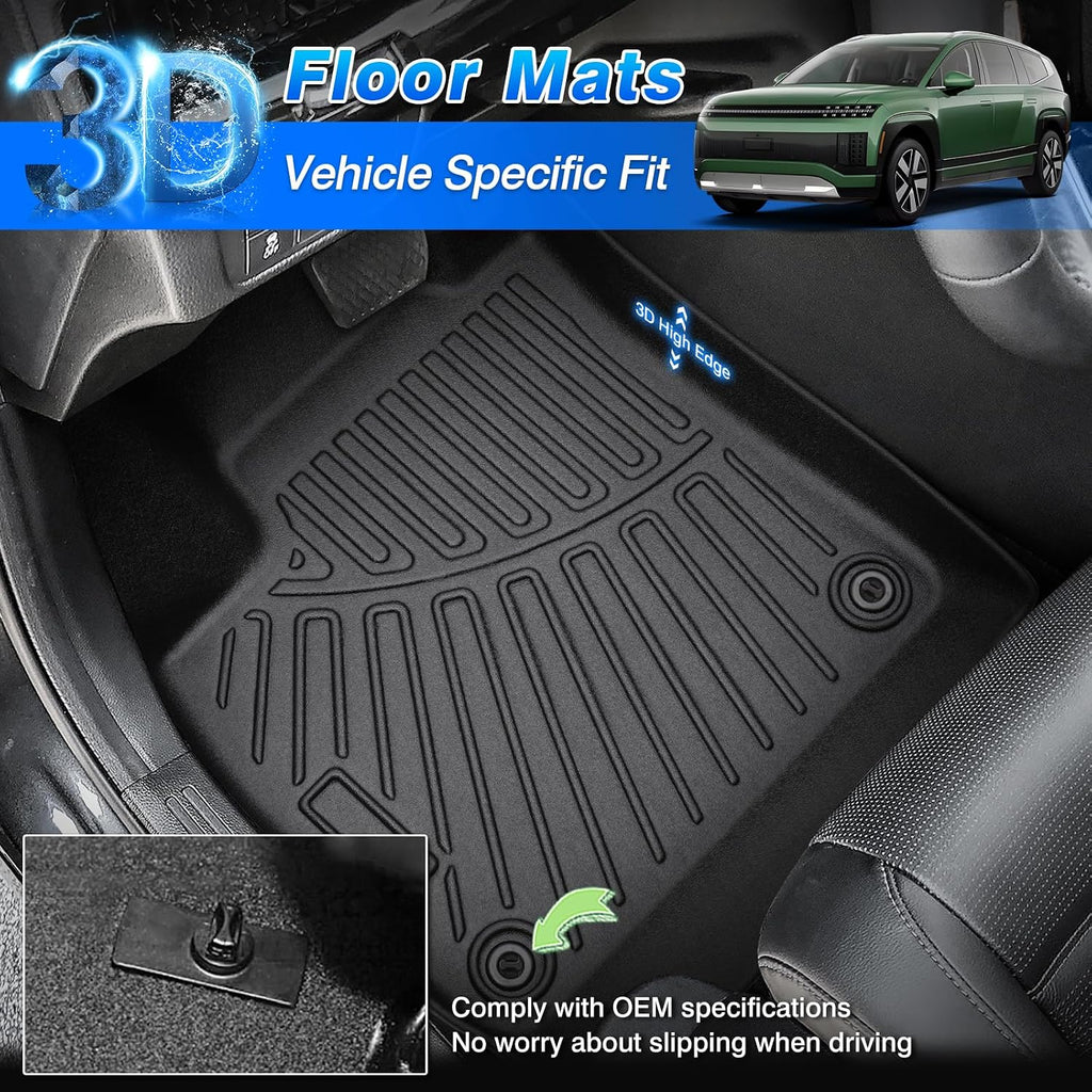 Ioniq 9 Floor Mats - Car Mats for Hyundai Ioniq 9 6 Seats 2025, All Weather Floor Mats and Cargo Liner for Ioniq 9 Accessories, Heavy Duty Rubber Mats, Car Accessories