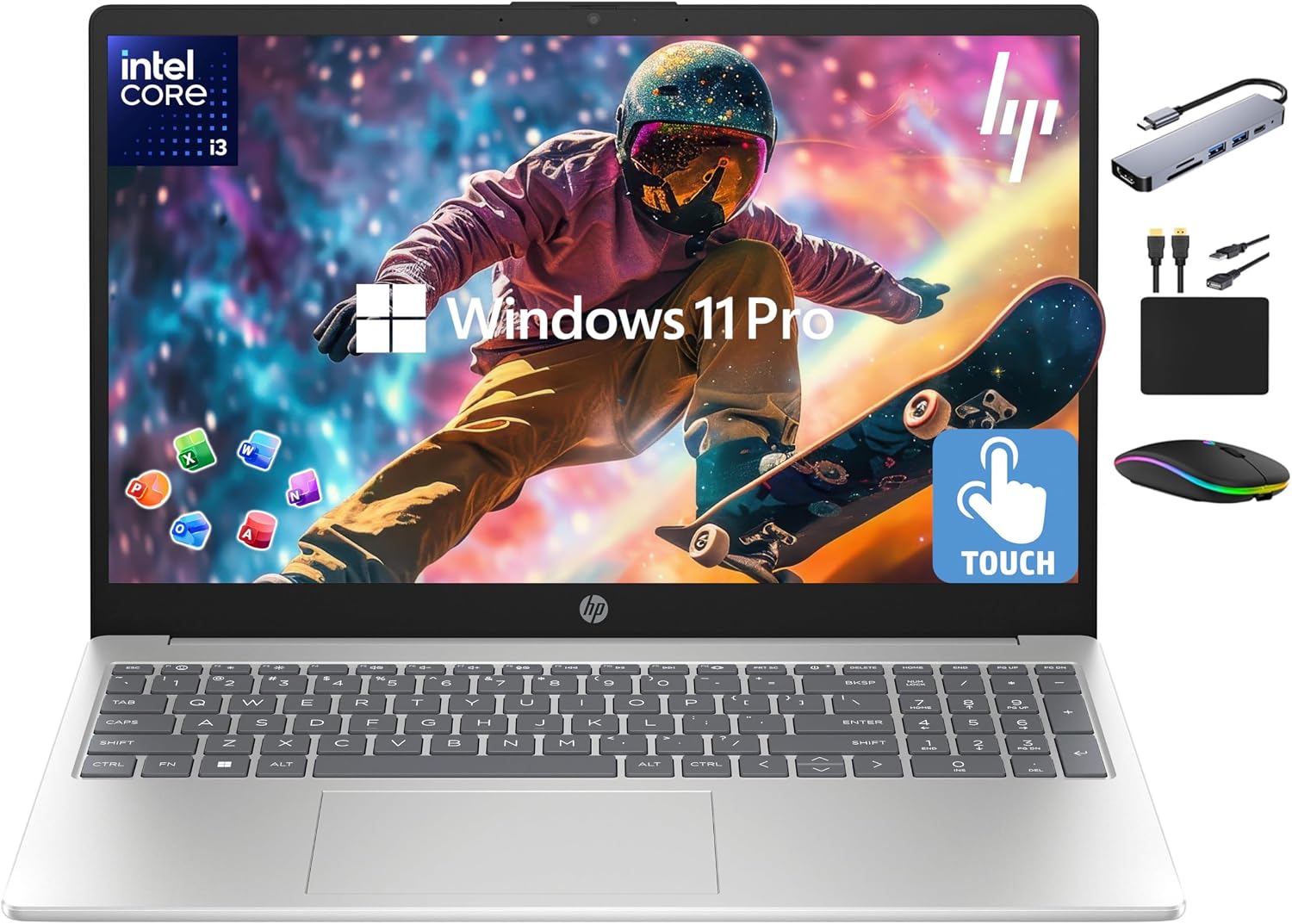 HP Premium 15.6' HD Touchscreen Business Laptop, 32GB RAM, 1.5TB Storage (1TB SSD+500GB Ext), 6-Core Intel i3 Processor (Upto 4.4GHz), Long Battery, MarxsolAccessory, Lifetime Office 2024, Win 11 Pro