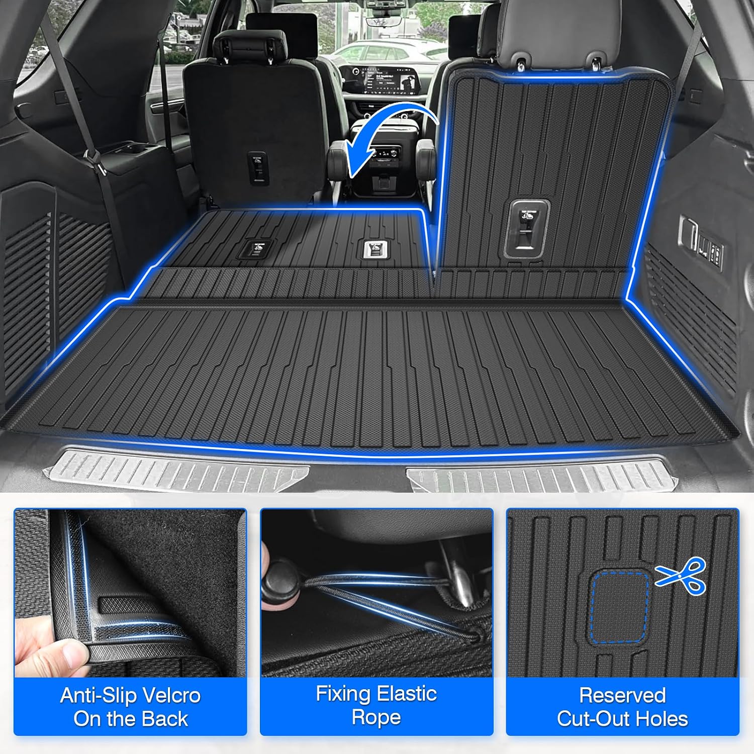 Floor Mats for 2021-2025 2026 Chevrolet/Chevy Tahoe & GMC Yukon (Not for Yukon XL, Only for 8 Seats), All Weather Cargo Liner for Tahoe Accessories, Heavy Duty TPE Cargo Mats, Car Accessories