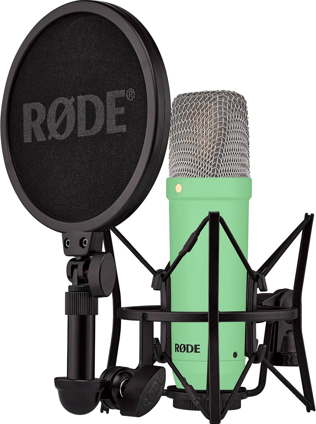 Rode NT1 Signature Series - Green Condenser Microphone with SM6 Shockmount, Tripod Base Microphone Stand and Pop Filter