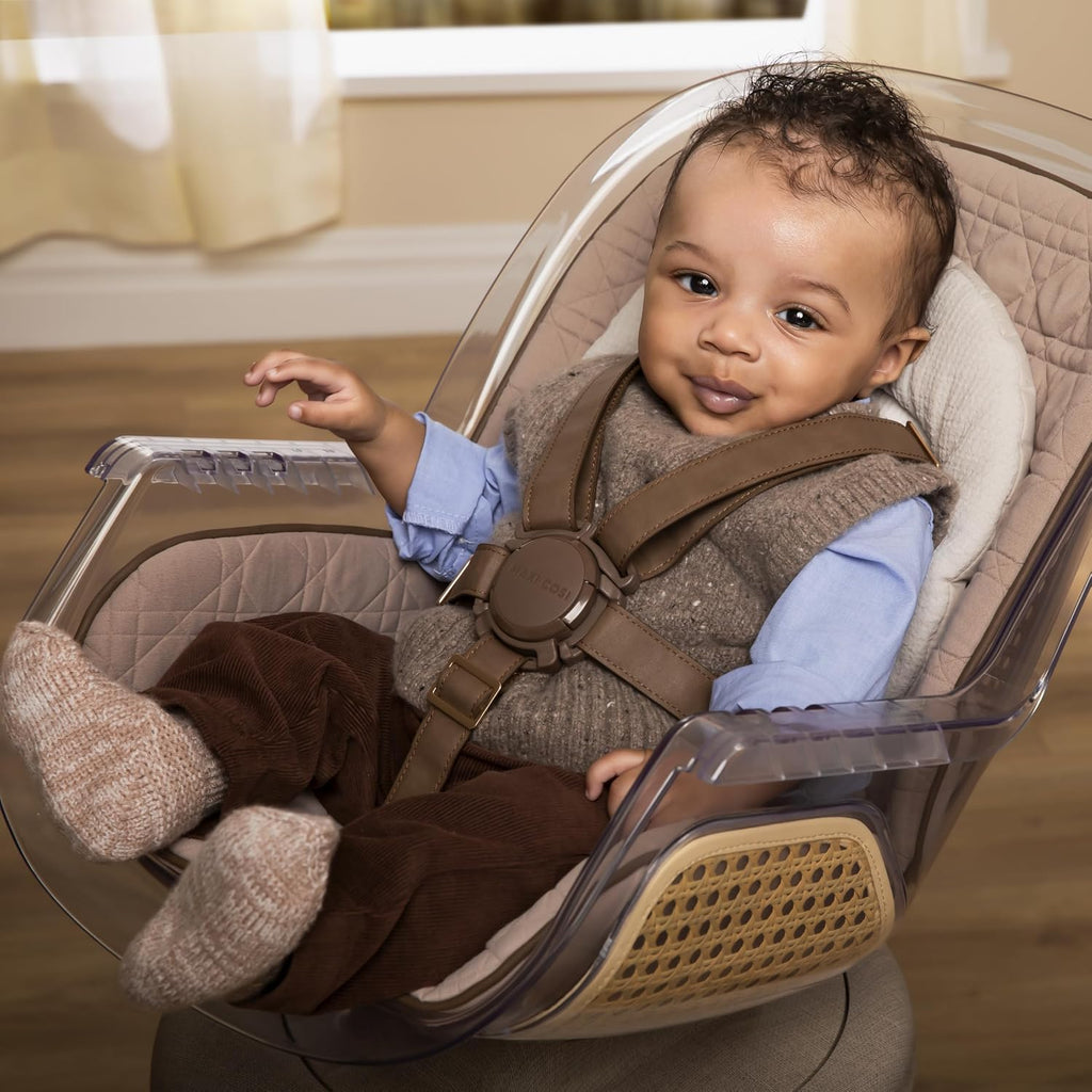 Maxi-Cosi Kiskadee 360 Rotating High Chair, 7 Modes, Infant to 5 Years up to 50 lbs, ClipQuik Magnetic Clip, 3-Position Tray, Washable Pad, Infant Recline, Booster Seat, Child Stool, Natural Heritage