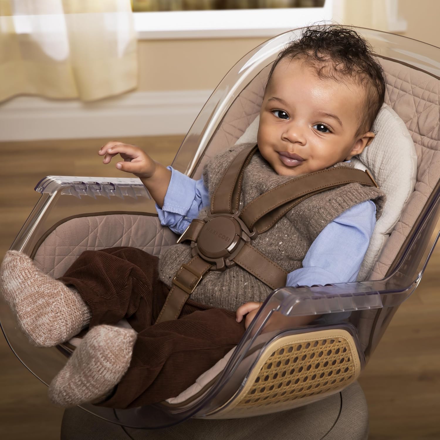 Maxi-Cosi Kiskadee 360 Rotating High Chair, 7 Modes, Infant to 5 Years up to 50 lbs, ClipQuik Magnetic Clip, 3-Position Tray, Washable Pad, Infant Recline, Booster Seat, Child Stool, Natural Heritage