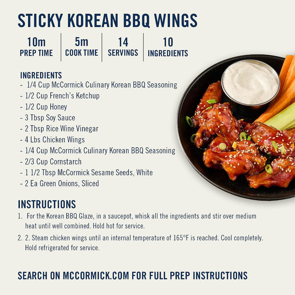 McCormick Culinary Seasoning, Korean BBQ Gochujang Style, No MSG Added, Gluten Free, For Culinary & Professional Kitchens, 24.5 oz (Pack of 6)