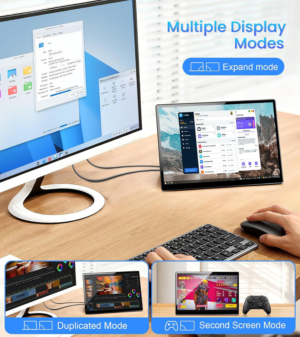 14 inch FHD Portable Touchscreen Monitor with HDMI VGA DVI Ports Compatible with Laptops PC PS5/4, Industrial, POS, Kiosk, Screen Extender 1920×1200 HDR IPS Small Touch Screen Display 500 nits