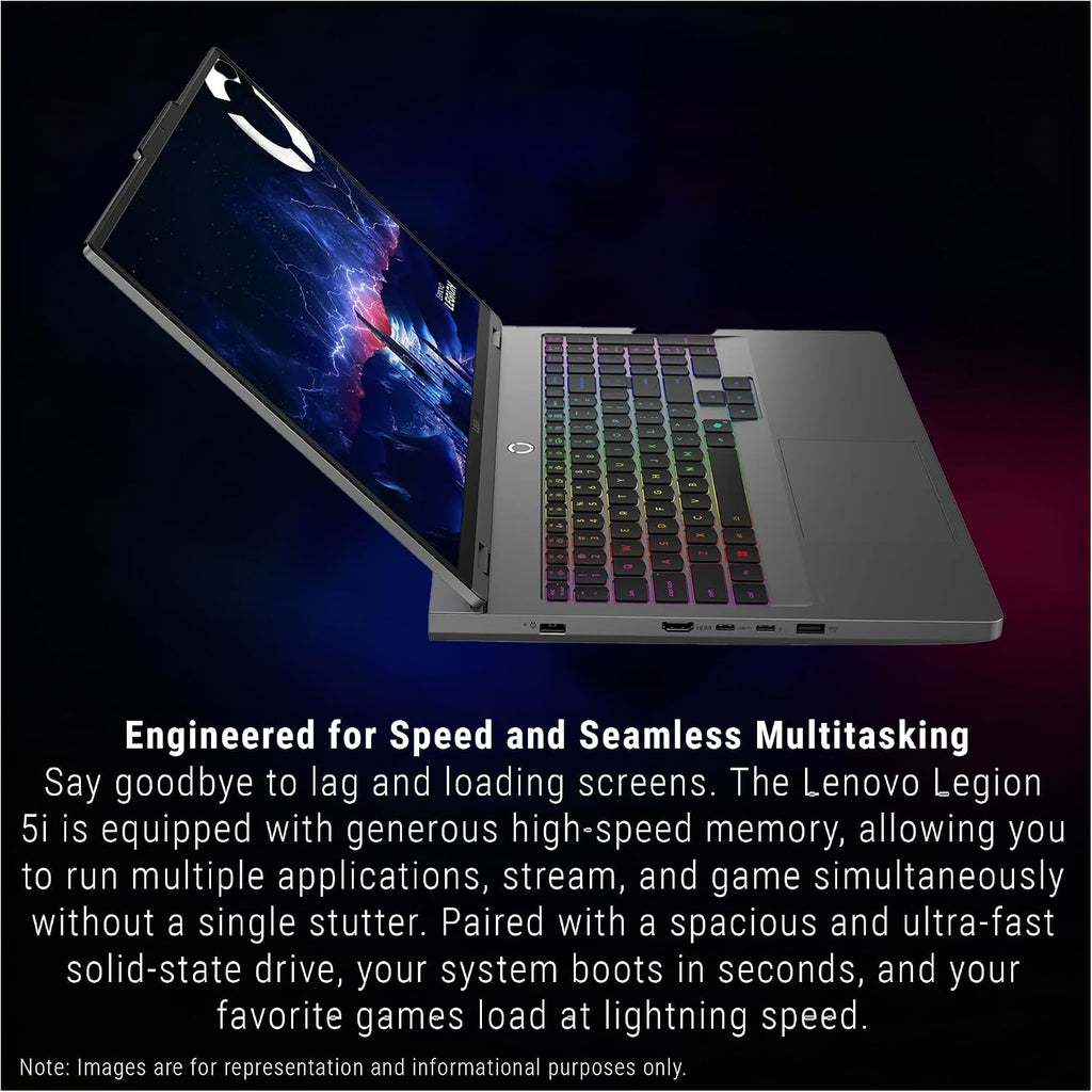 Lenovo Legion 5i Gaming Laptop, Intel Ultra 9-275HX, 32 GB DDR5 RAM, 1 TB PCIe SSD, 16' WQXGA (2560x1600) Display, Nvidia G-Force RTX 5060, 24-Zone RGB Backlit Keyboard, W11 Home, Gray