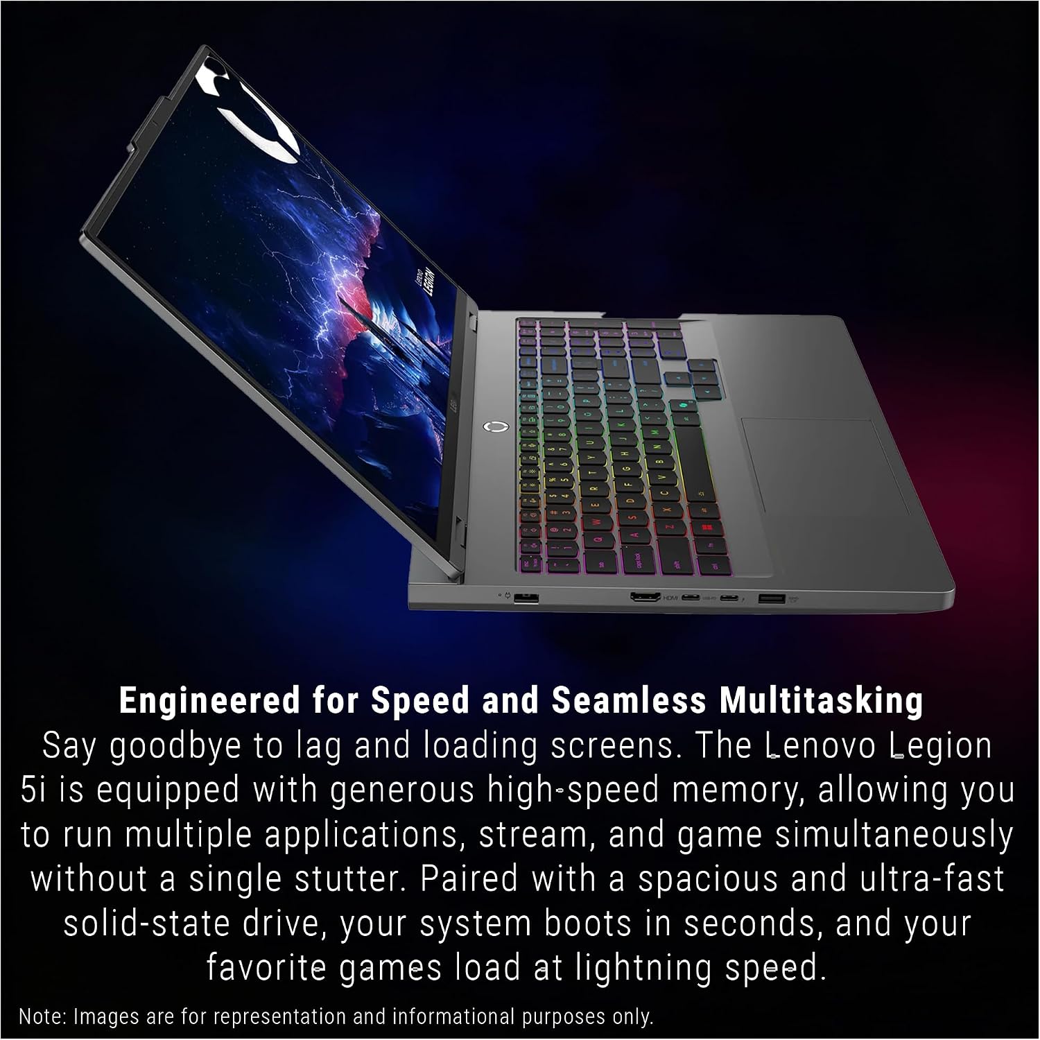 Lenovo Legion 5i Gaming Laptop, Intel Ultra 9-275HX, 32 GB DDR5 RAM, 1 TB PCIe SSD, 16' WQXGA (2560x1600) Display, Nvidia G-Force RTX 5060, 24-Zone RGB Backlit Keyboard, W11 Home, Gray