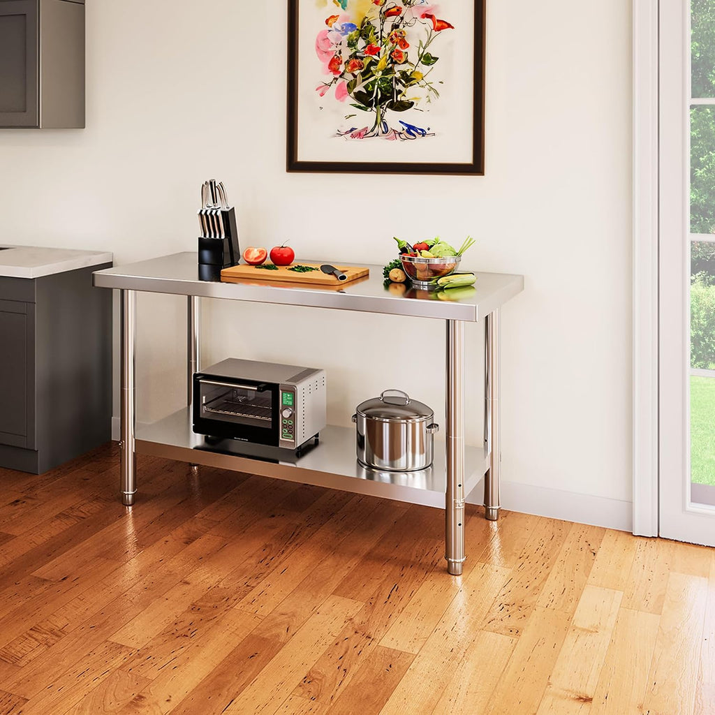 YITAHOME NSF Stainless Steel Table, 48' X 24' Work Table w/Undershelf, Heavy Duty Prep Table for Home Kitchen Commercial Restaurant Garage Warehouse Outdoor