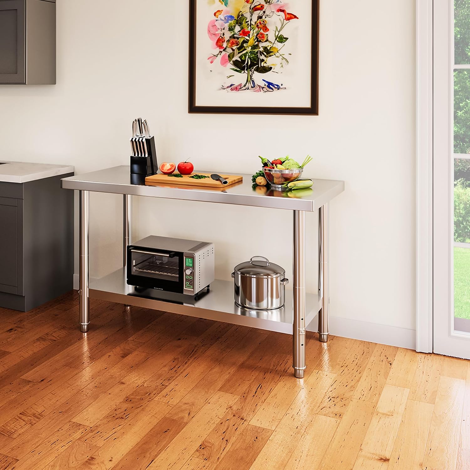 YITAHOME NSF Stainless Steel Table, 48' X 24' Work Table w/Undershelf, Heavy Duty Prep Table for Home Kitchen Commercial Restaurant Garage Warehouse Outdoor