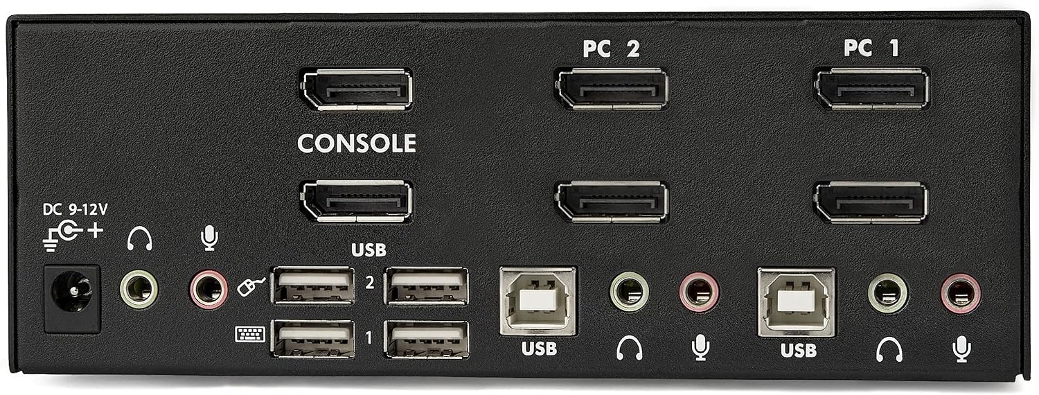 StarTech.com Dual Monitor DisplayPort KVM Switch - 2 Port - USB 2.0 Hub - Audio and Microphone - DP KVM Switch , TAA (SV231DPDDUA)