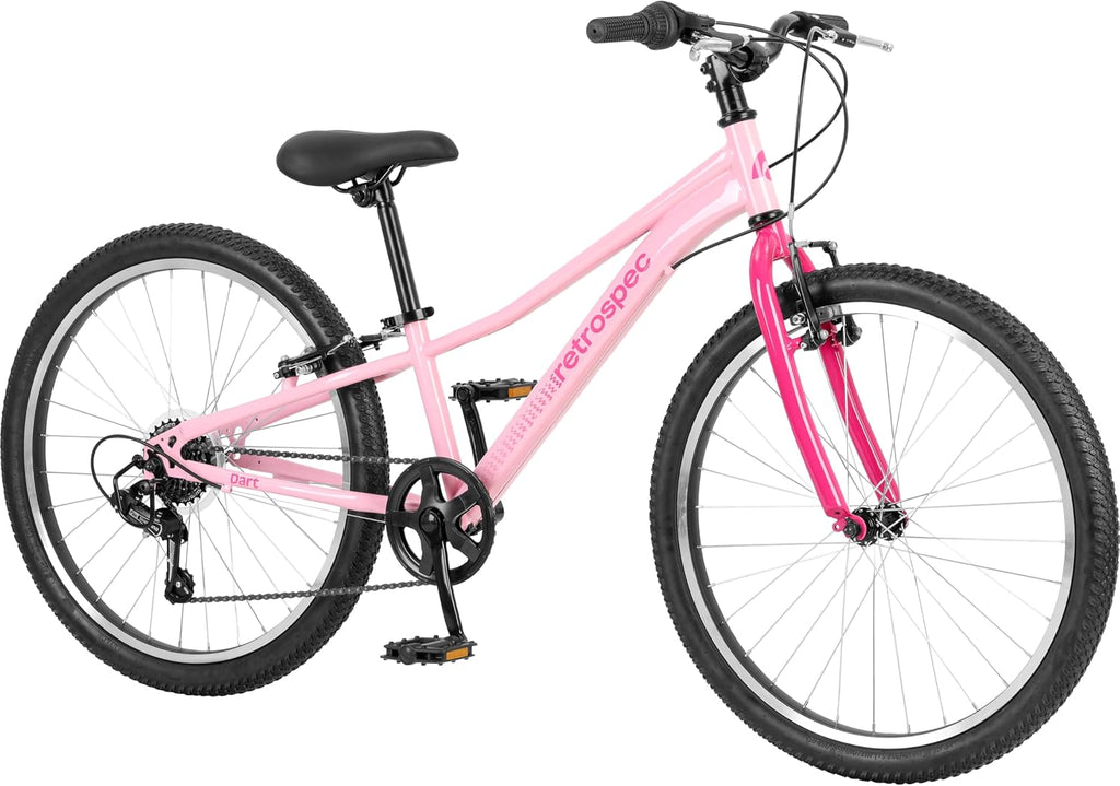Retrospec Dart Kids Bike - 7-Speed Hybrid Bicycle for Ages 6-11 with 29in All-Season Tires & Shock Absorption - Adjustable Height Youth Bike with V-Brakes & Smooth Gear Shifting