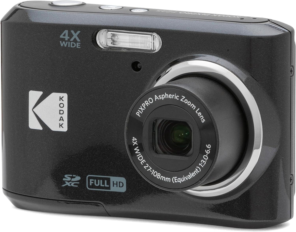 Kodak PIXPRO FZ45 16MP Digital Camera 4X Optical Zoom 27mm Wide Angle 1080P Full HD Video 2.7' LCD Camera (Black) + 64GB Card and Reader + Memory Wallet