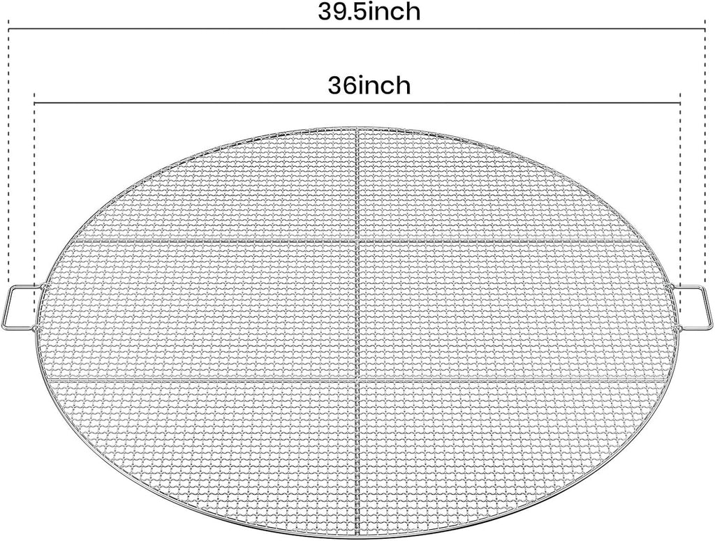 Stanbroil Fire Pit Cooking Grill Grate with 3 Support Bars - Outdoor Round BBQ Campfire Grill Grid - Camping Cookware - Stainless Steel, 36 Inch