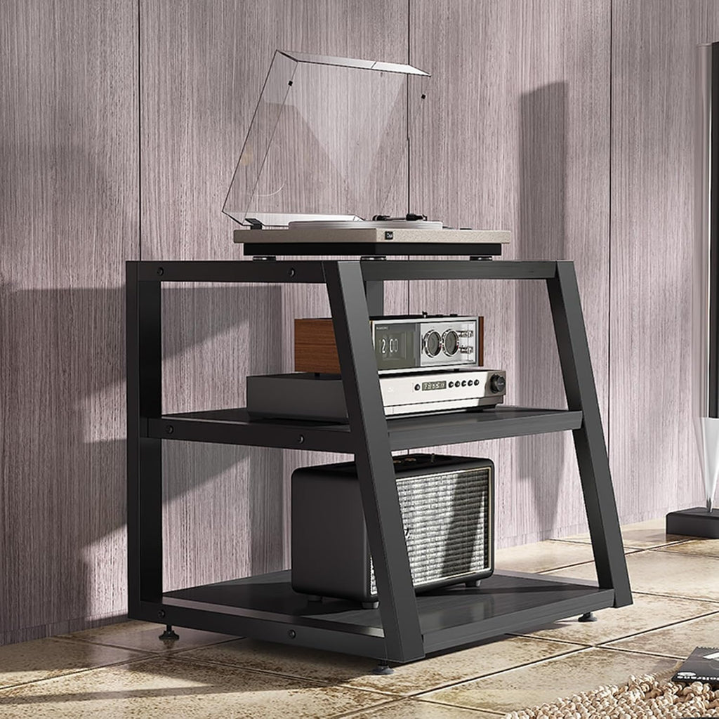 2/3/ 4 Tier Stereo Cabinet Furniture with Non-Slip Feet, Adjustable Corner TV Stand/Audio Video Equipment Rack, Waterproof Electronics Equipment Shelf(Color:Black,Size:3Tiers)